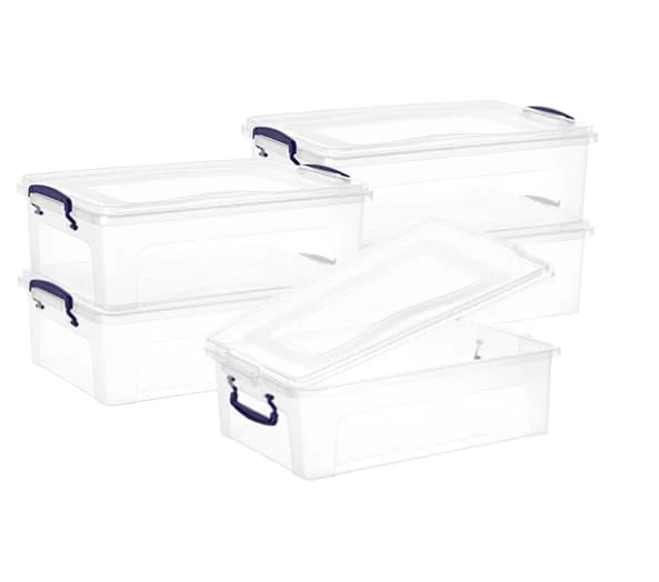 Superio Clear Plastic Storage Bins with Lids, 10.5 Quart (5 Pack), Stackable Storage Container with Latches and Handles