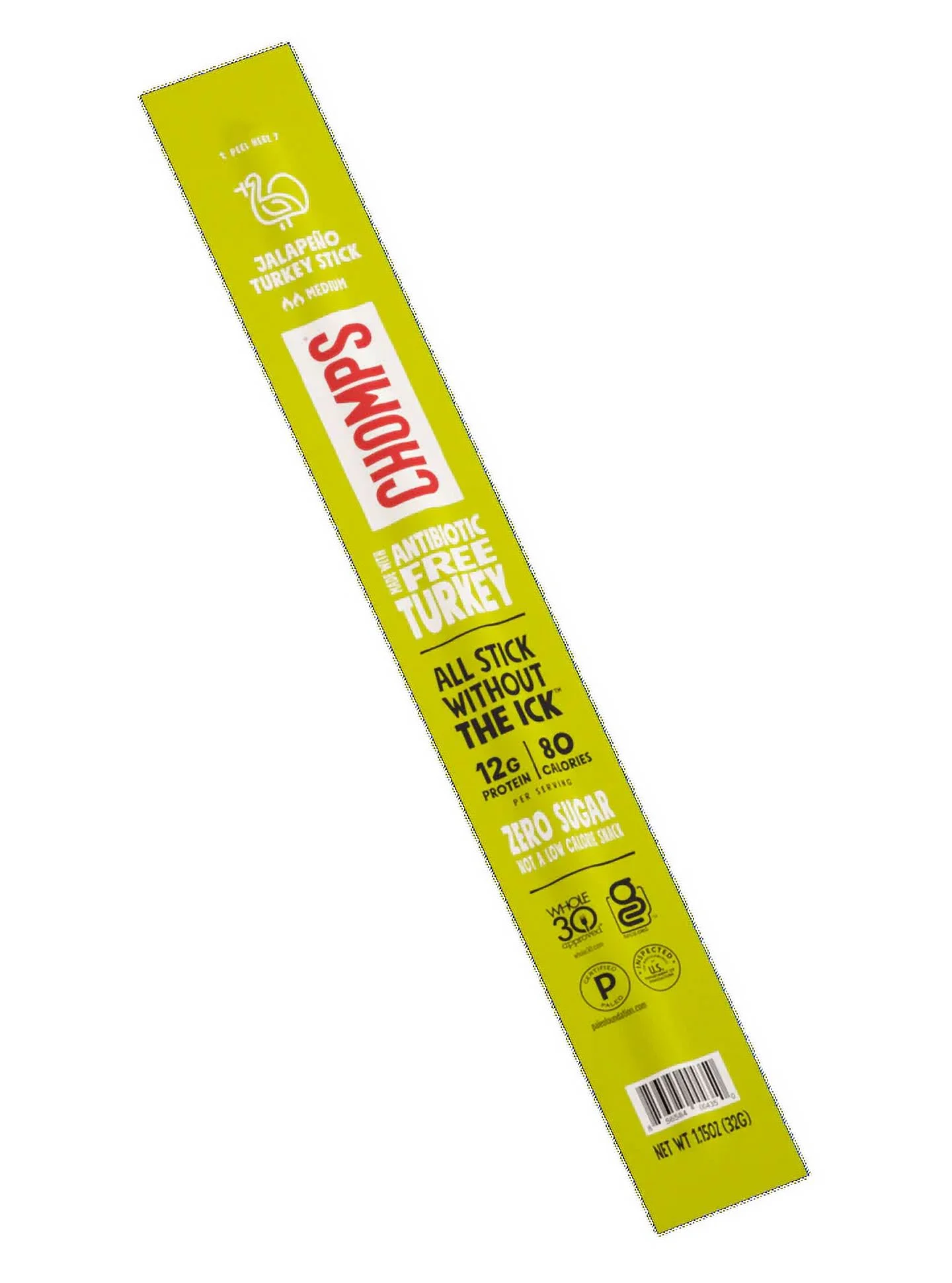 CHOMPS Jalapeño Turkey Jerkey Sticks 24ct 1.15oz