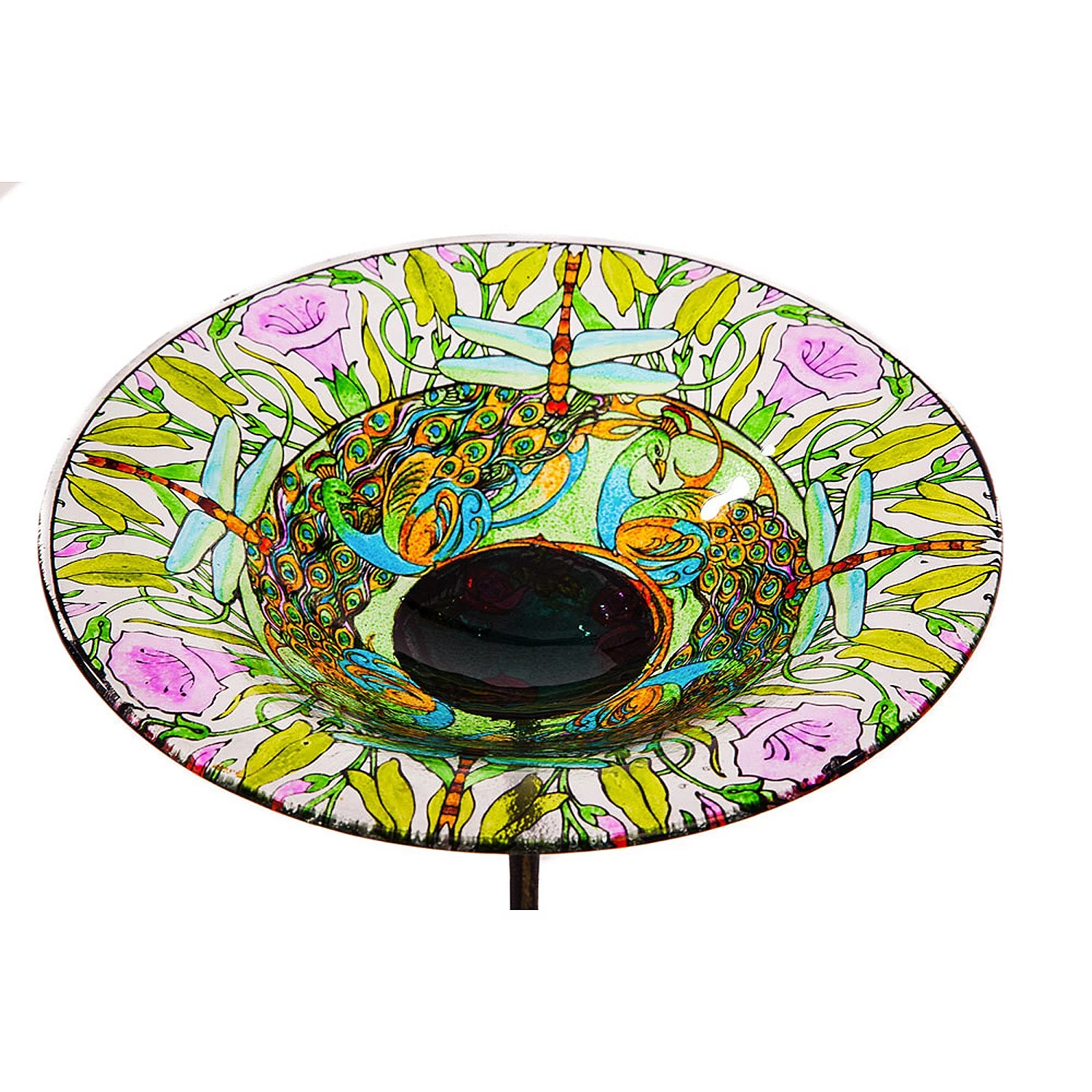 Evergreen Enterprises 10 in. Dragonfly Glass Bird Bath with Stake