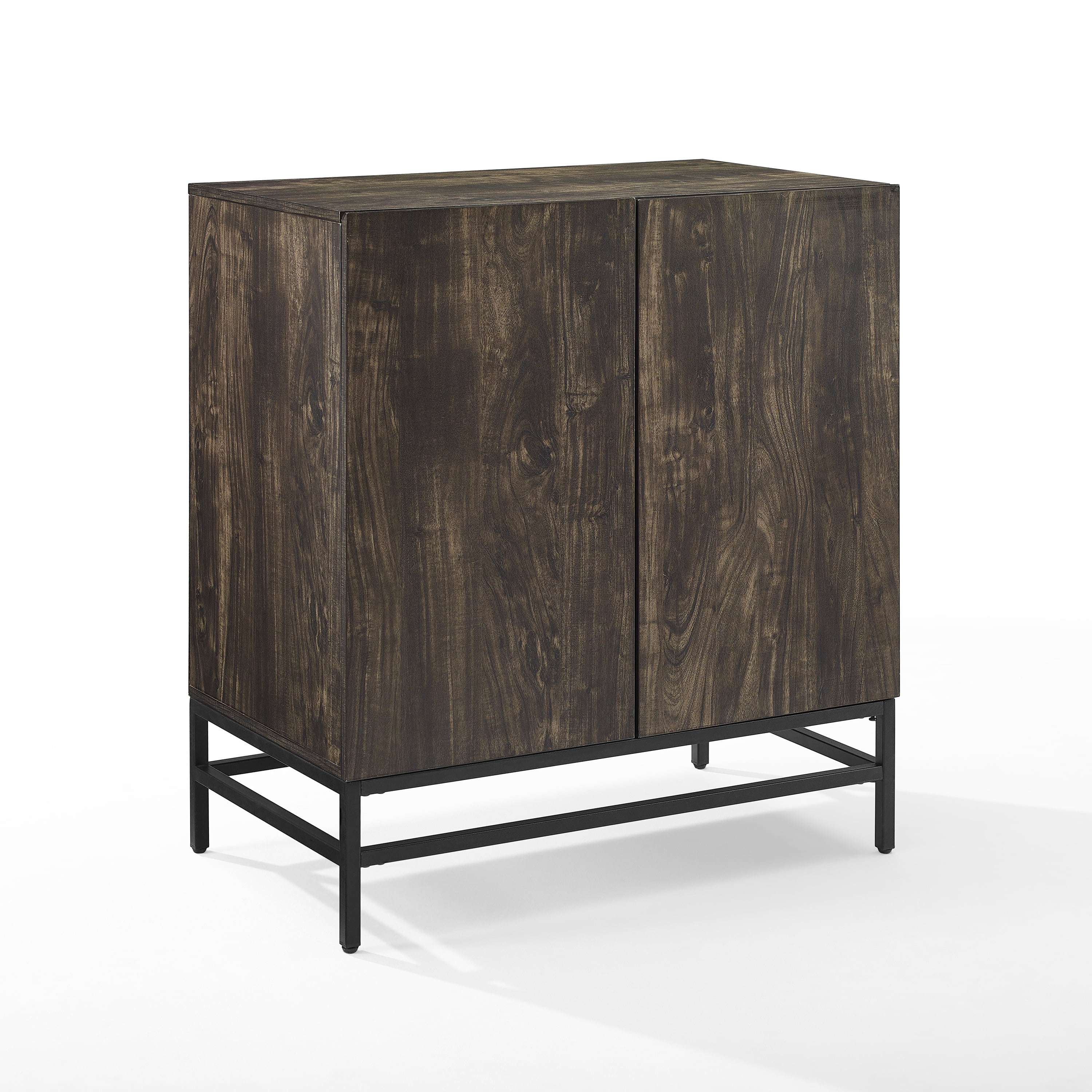 Crosley Furniture Jacobsen Wood Bar Cabinet in Brown Ash/Matte Black