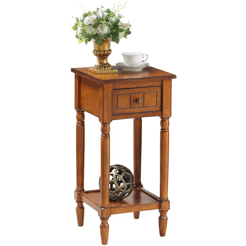 Pemberly Row One-Drawer Traditional Wood Accent End Table in Walnut