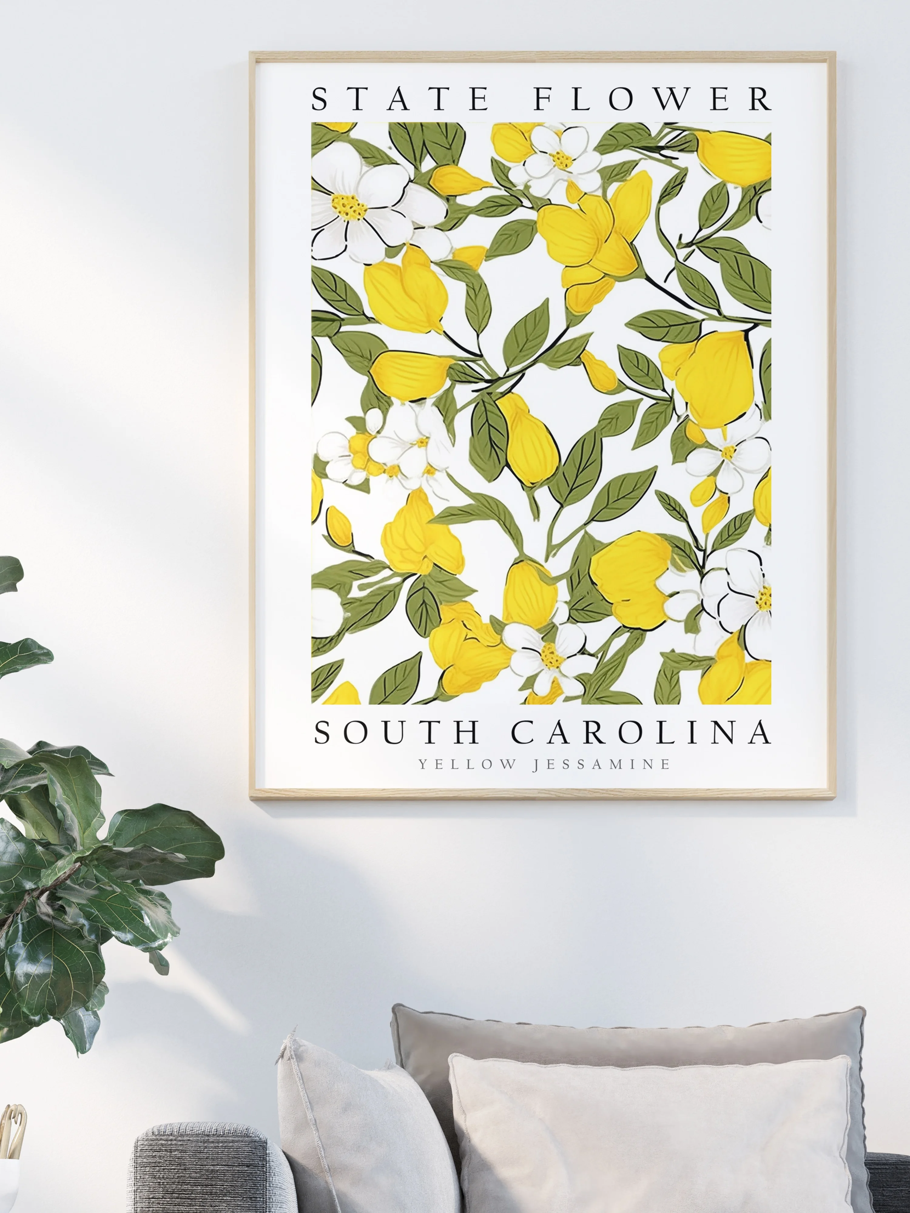 Yellow Jessamine, South Carolina State Flower, Poster Print, Wall Décor
