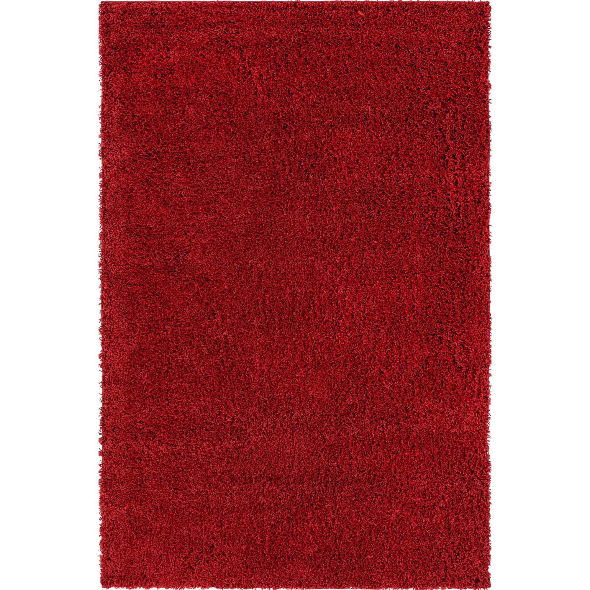 6' x 9' Solid Cherry Red Rectangular Shag Area Throw Rug