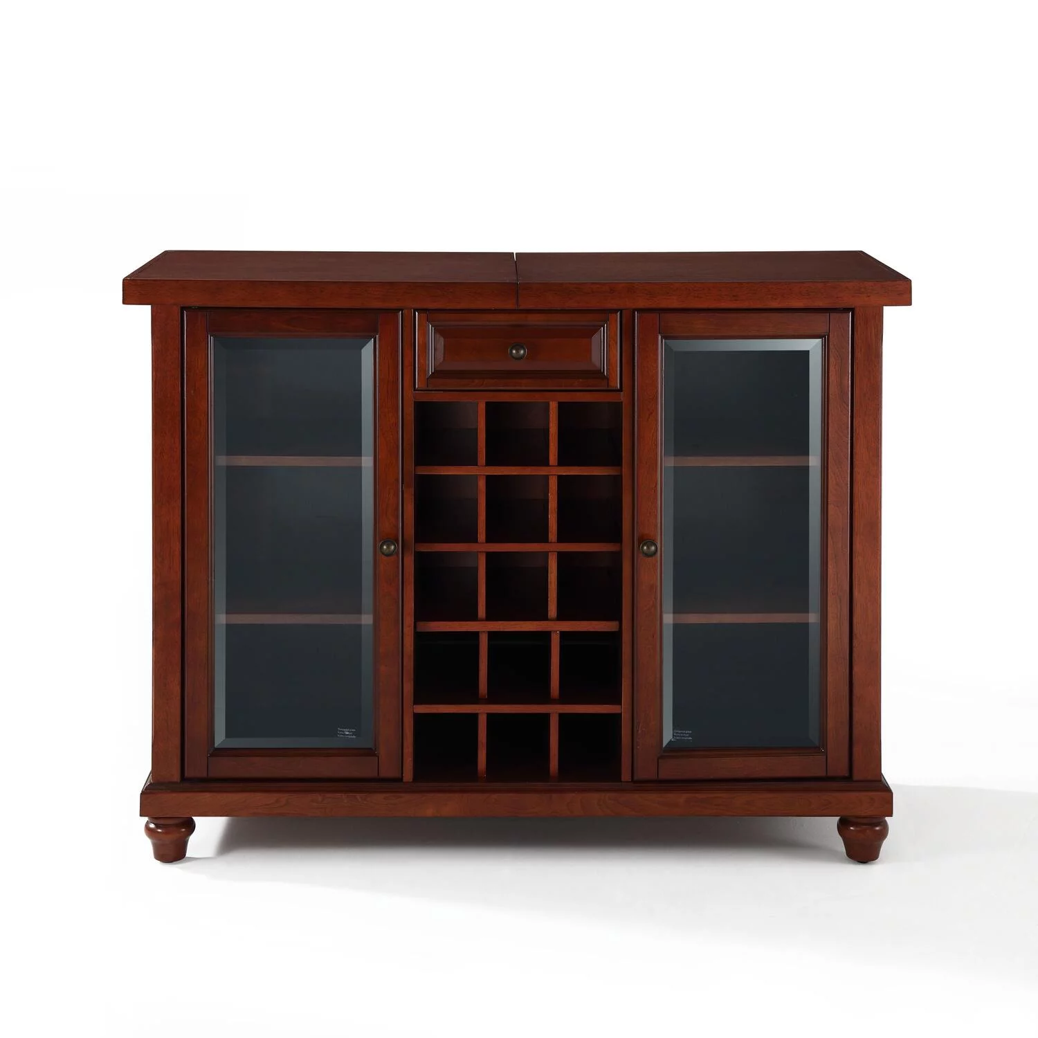 HomeStock Artisanal Abode Sliding Top Bar Cabinet Mahogany