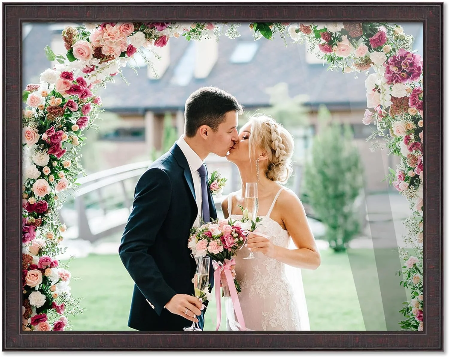 14X36 Frame Brown Picture Frame - Complete Modern Photo Frame Includes UV Shatter Guard Front, Acid Foam Backing Board, Hanging Hardware Wood Wall Frames For Family Photos - No Mat