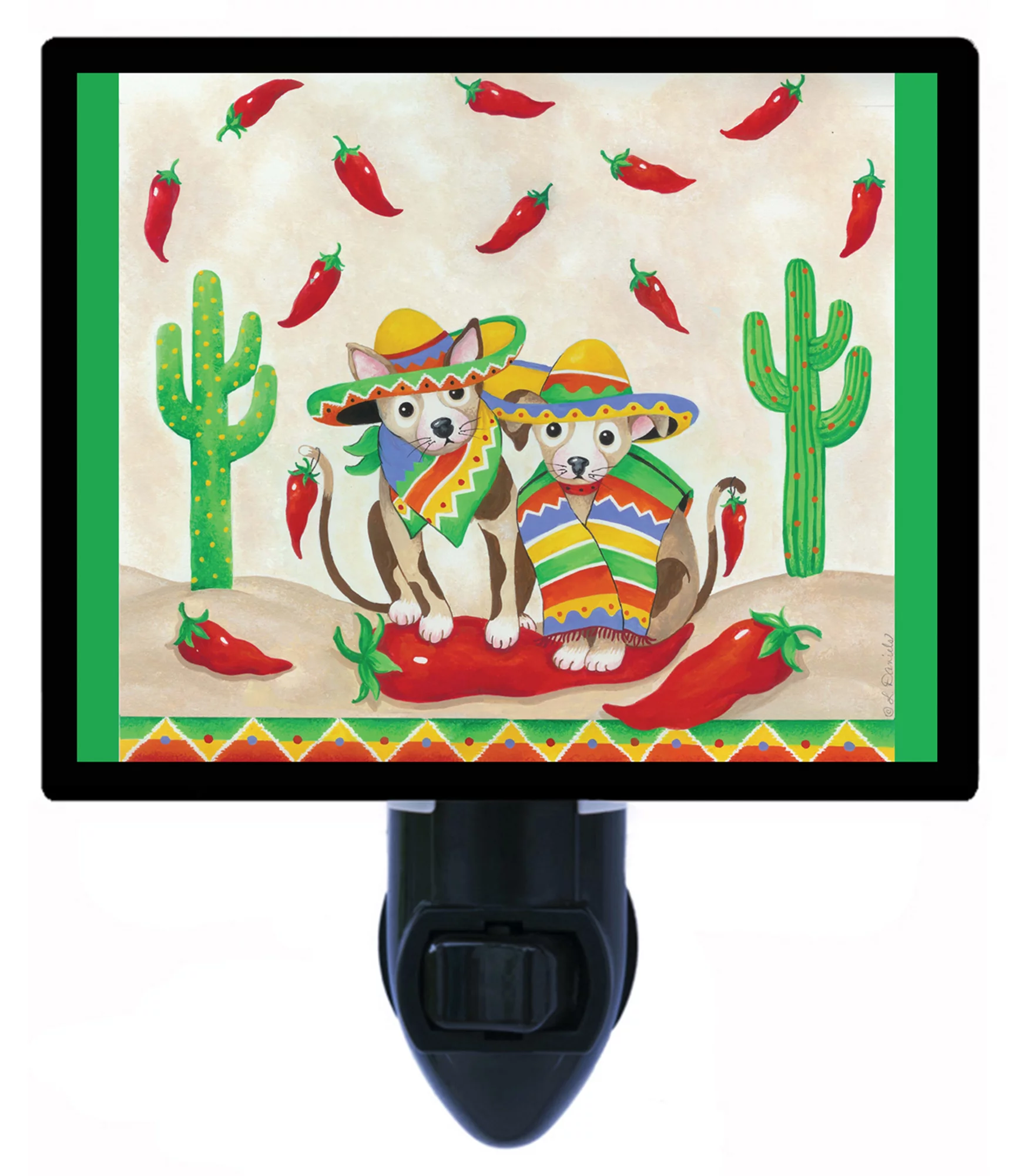 Chihuahua Decorative Photo Night Light Plus One Extra Free Switchable Insert. 4 Watt Bulb. Image Title: Dos Amigos Perros. Light Comes with Extra Bulb.