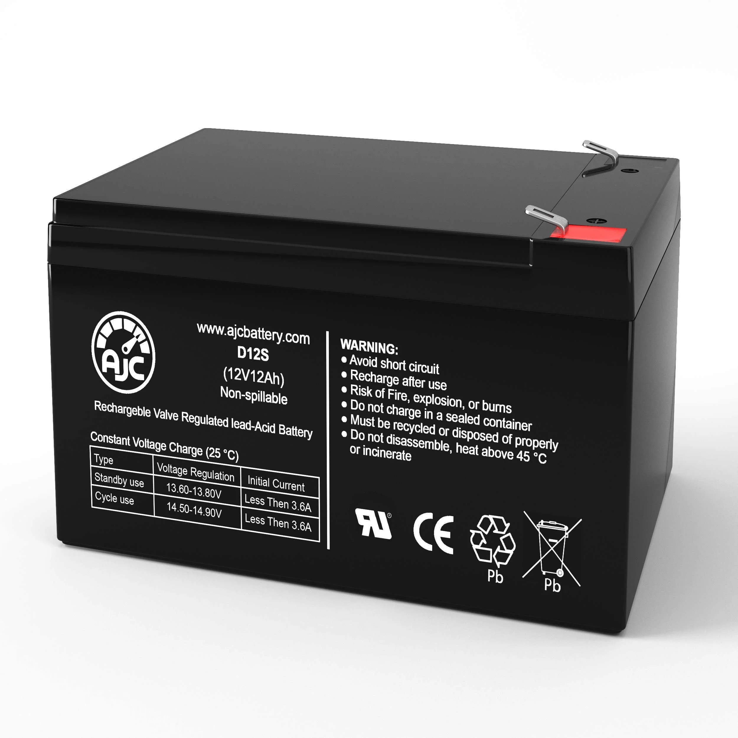MotoTec 36V Electric Pocket Bike 12V 12Ah Electric Bicycle Battery - This Is an AJC Brand Replacement