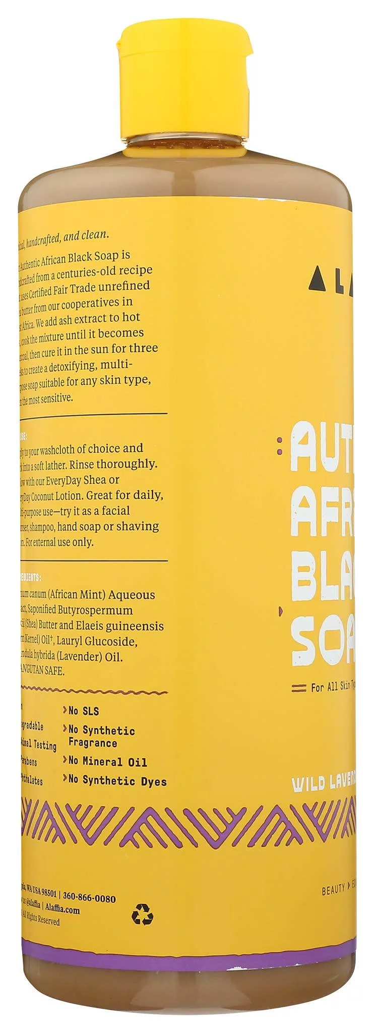 Alaffia Authentic African Black Soap All-in-One Wild Lavender 32 fl oz Pack of 2