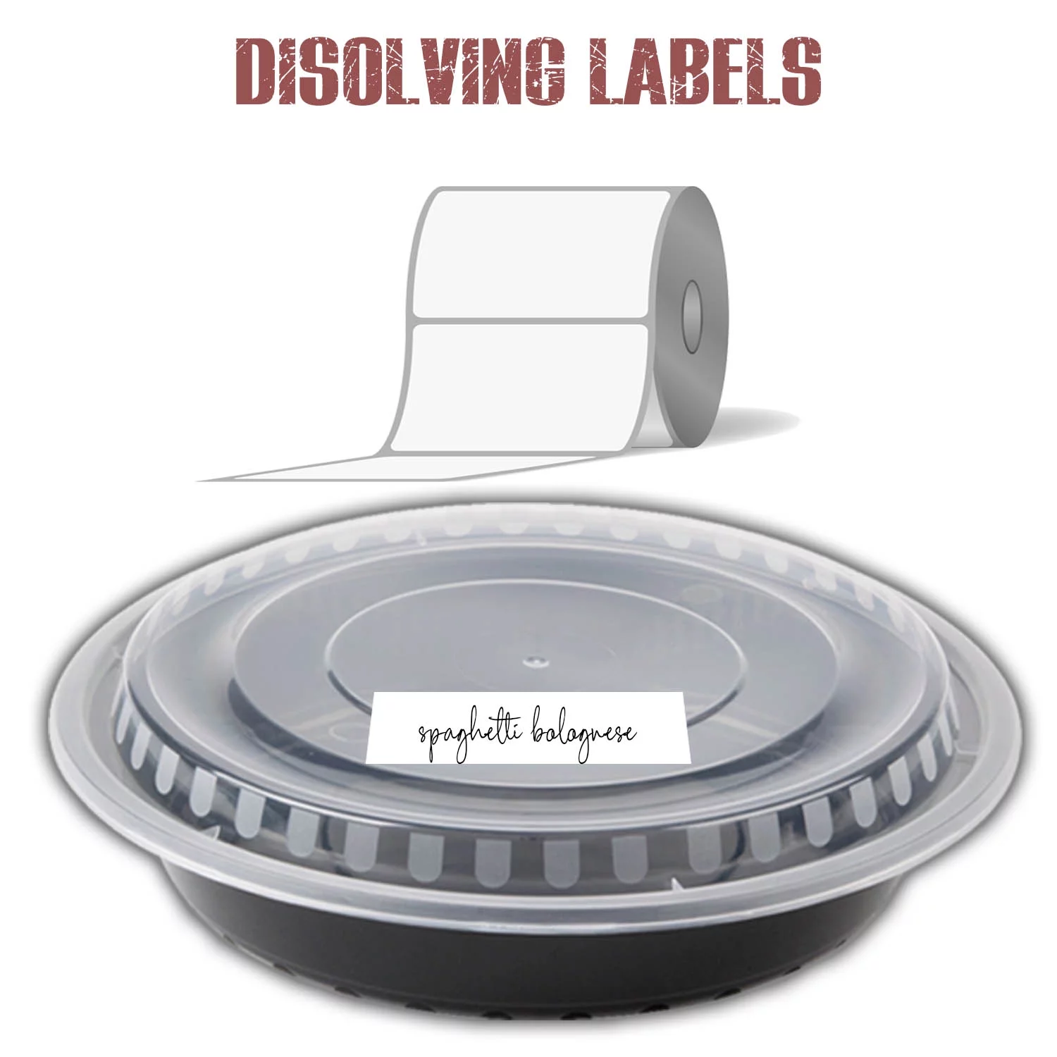 Meal Prep Containers And Lids And Labels Set: (20 Pk) Round Reusable Microwavable BPA Free Food Container With Lid + (500) Dissolving Labels, Great For Prepping And Planning Take Out
