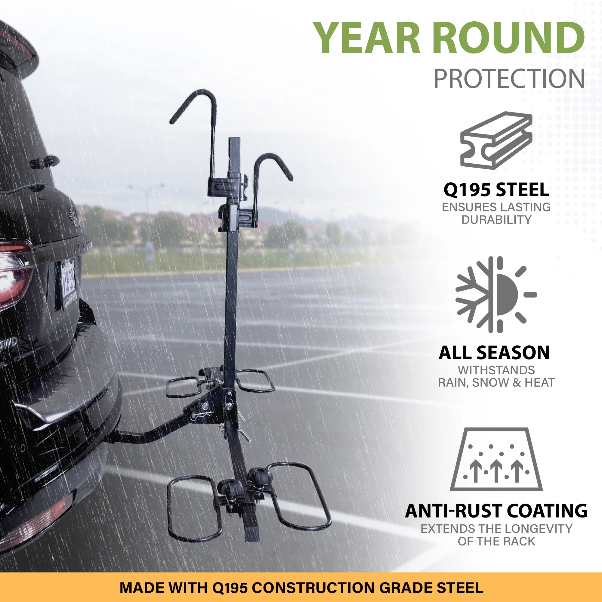 Biltek Hitch Mount Bike Rack, 90 lbs (40 kg) Capacity, Car Bike Rack For 2 Bikes, Tiltable & Foldable, Fits 1.25