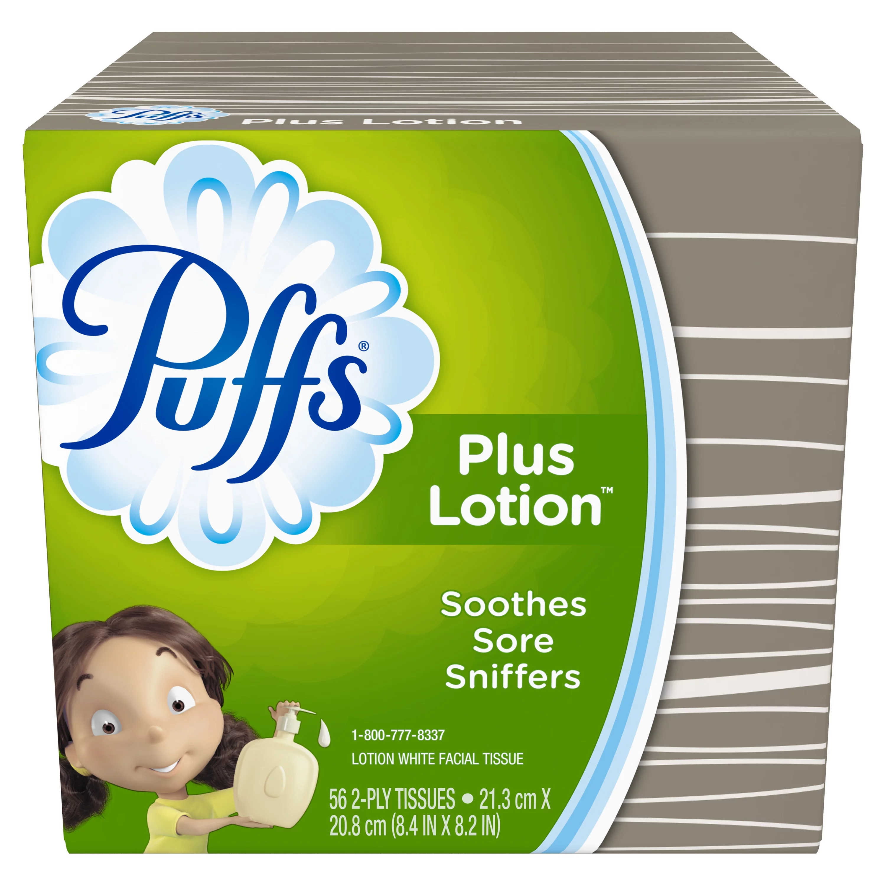 Puffs Plus Lotion Facial Tissues, 1 Cube Box, 56 tissues per cube