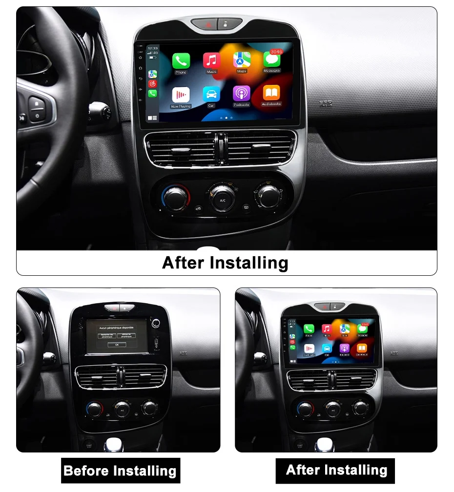 RoverOne Car Stereo CarPlay Android Auto for Renault Clio 4 BH98 KH98 2012 - 2019 GPS Navigation Bluetooth DSP Multimedia Video Player