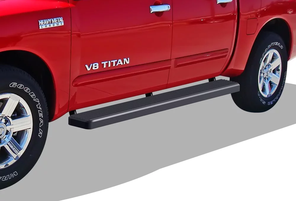APS iBoard Running Boards 6-inch Matte Black Compatible with Nissan Titan 2004-2023 Crew Cab (Excludes 2016 Models) & Titan XD 16-23 Stainless Steel (Nerf Bars Side Steps Side Bars)