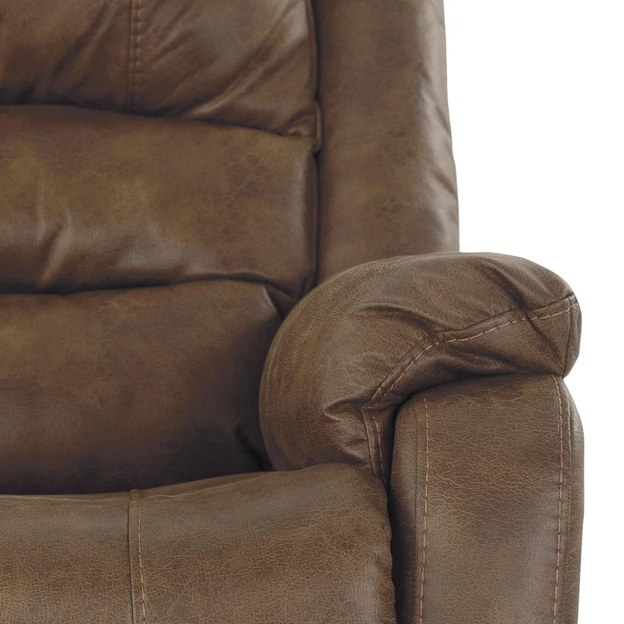 Leatherette Metal Frame Power Lift Recliner with Tufted Backrest Brown - Saltoro Sherpi