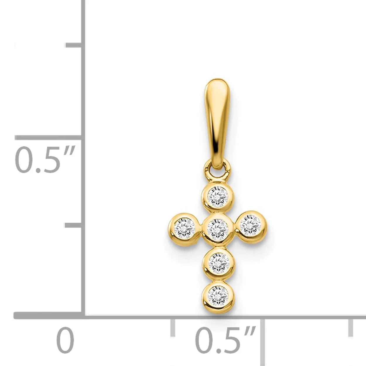 Carat in Karats 14K Yellow Gold CZ Small Cross Pendant Charm With 14K Yellow Gold Lightweight Rope Chain Necklace 20''