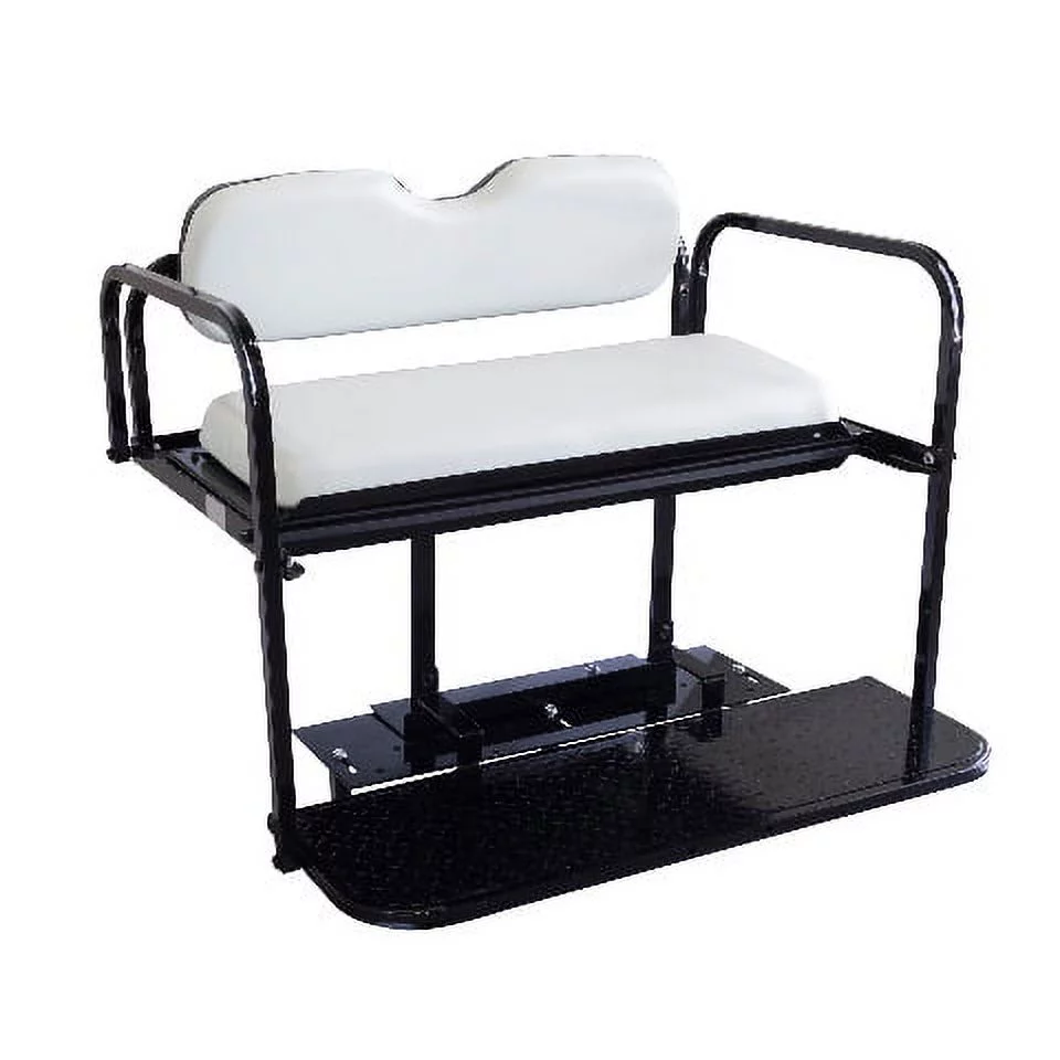 GTW Flip Folding Rear Back Seat Kit for Club Car Precedent Golf Cart |White Cushions|2004 -up