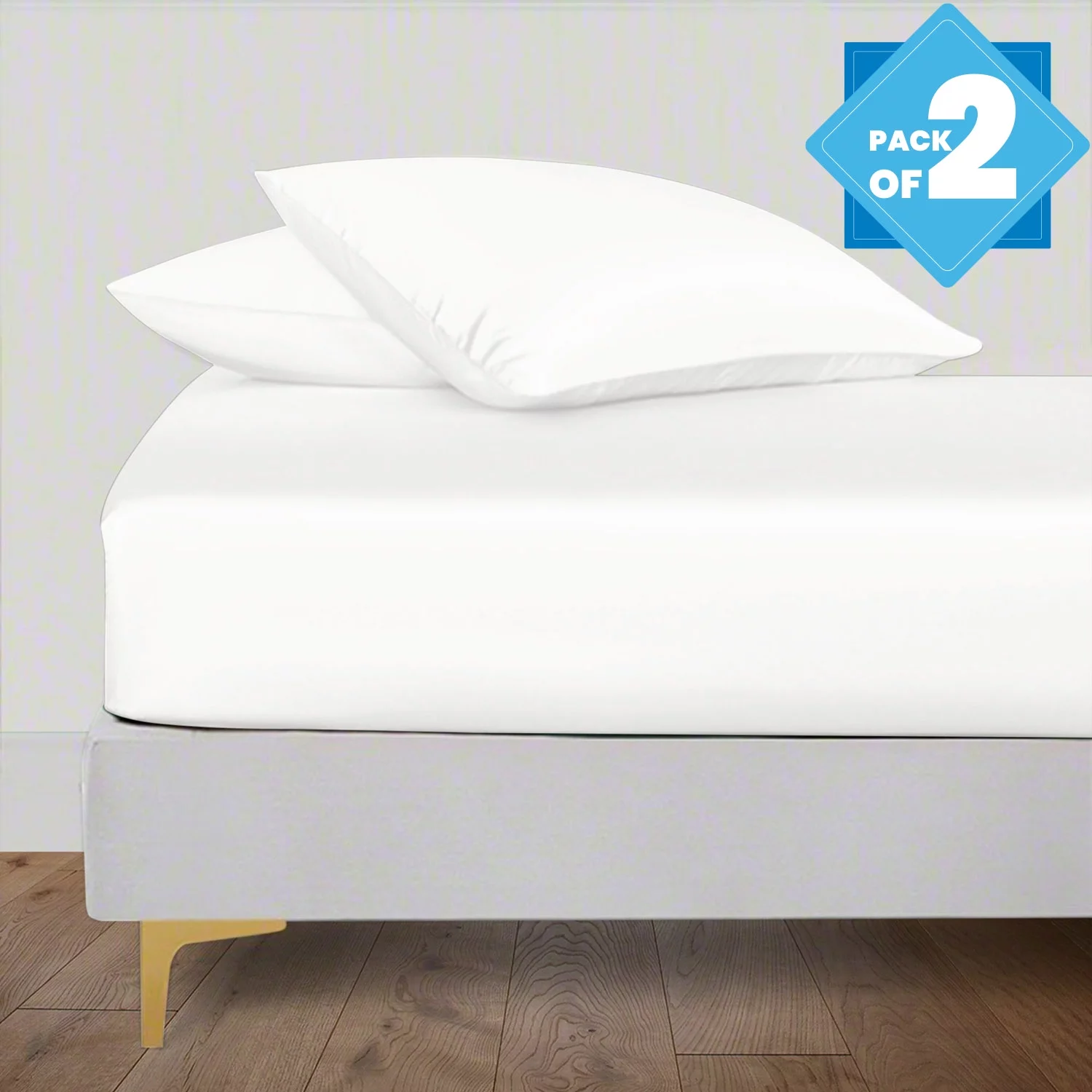 LINENWALAS 100% Austrian Eucalyptus Fitted Sheet Pack of 2, Tencel Fitted Bed Sheet, Lyocell Deep Pocket Cooling Bedding (Twin-2 Pack, White)