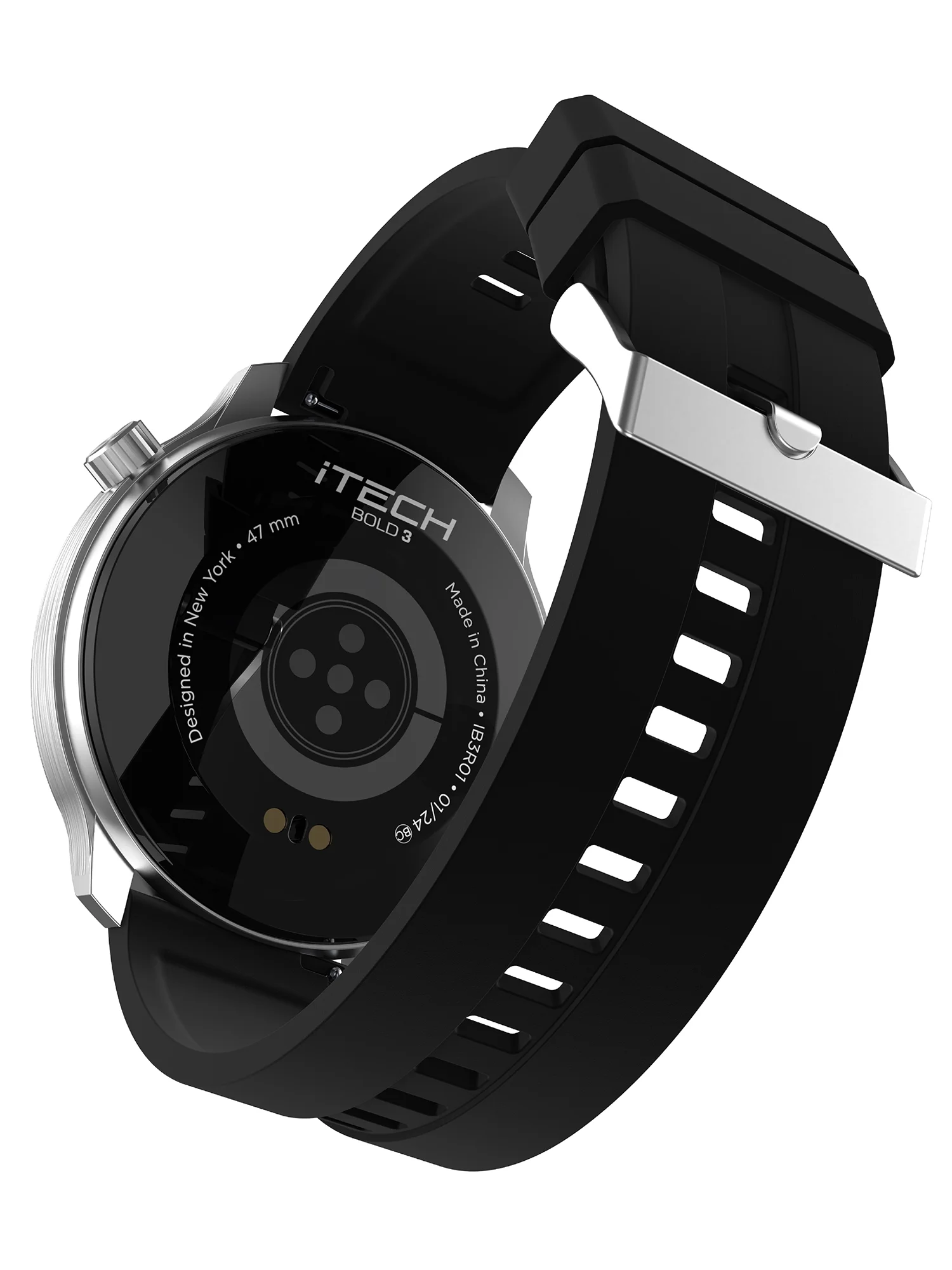 iTech Bold 3 Unisex Adult Smart Watch, Black, Silicone Strap