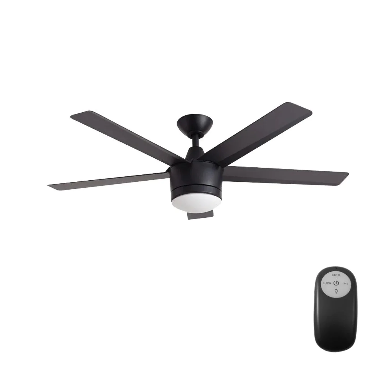 Home Decorators Merwry 52 Inches Integrated LED Indoor Matte Remote Control Ceiling Fan Matte Black