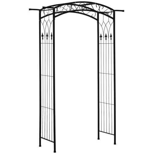 Buumin Outsunny 7Ft Outdoor Garden Arbor, Wedding Arch for Ceremony, Trellis with Scrollwork Design, Ideal for Climbing Vines and Plants
