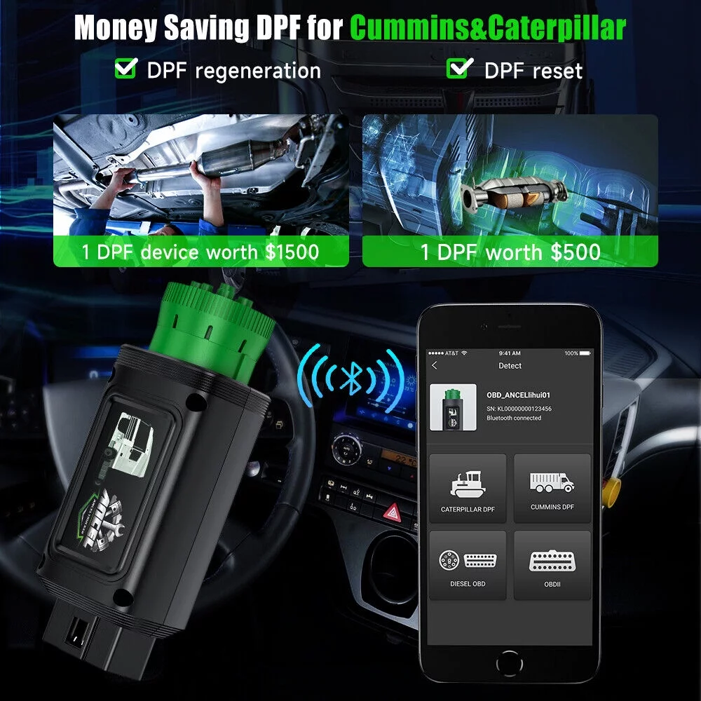 ANCEL HD100 Bluetooth Heavy Duty Truck Scanner All System Diesel Diagnostic Tool