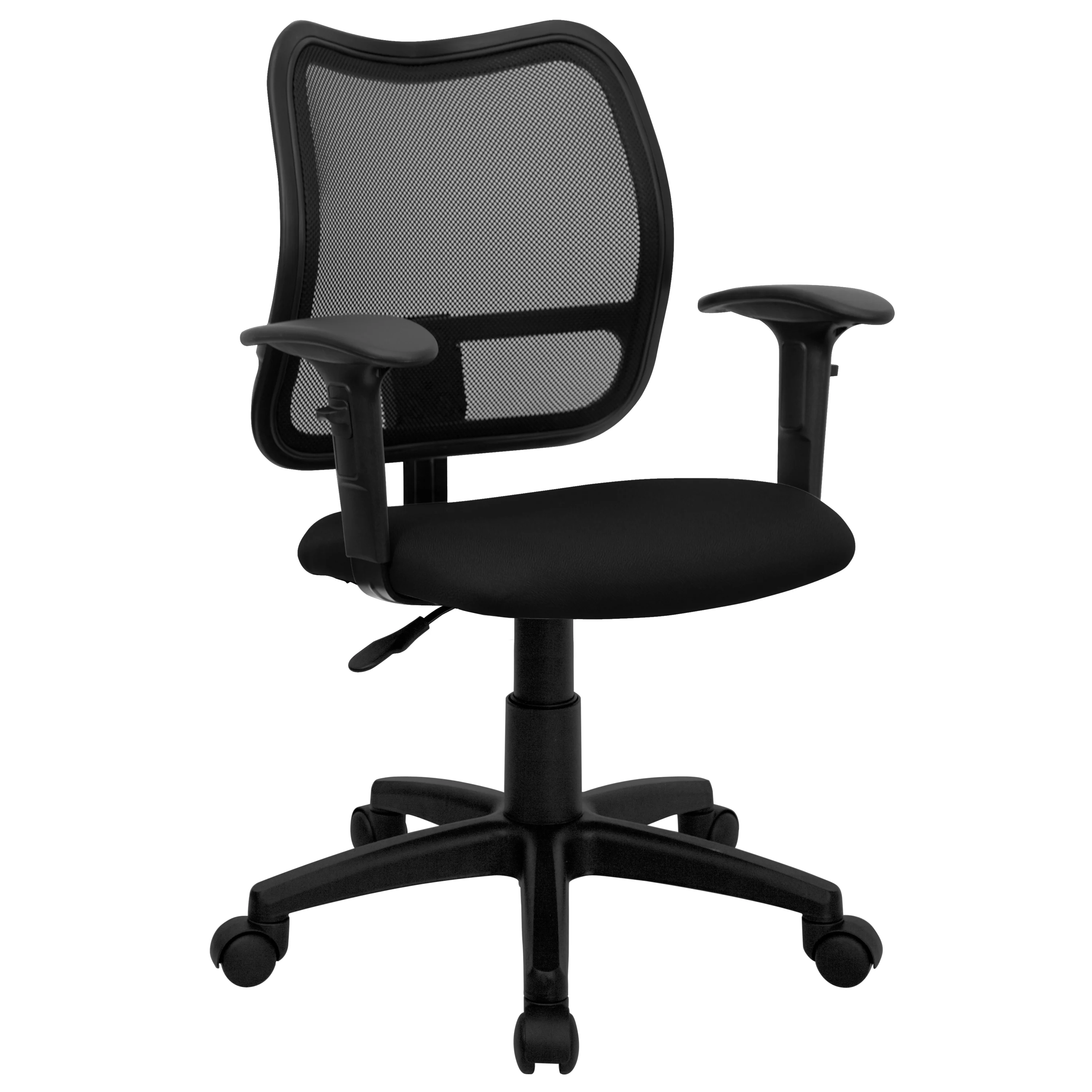 BizChair Mid-Back Black Mesh Swivel Task Office Chair with Adjustable Arms