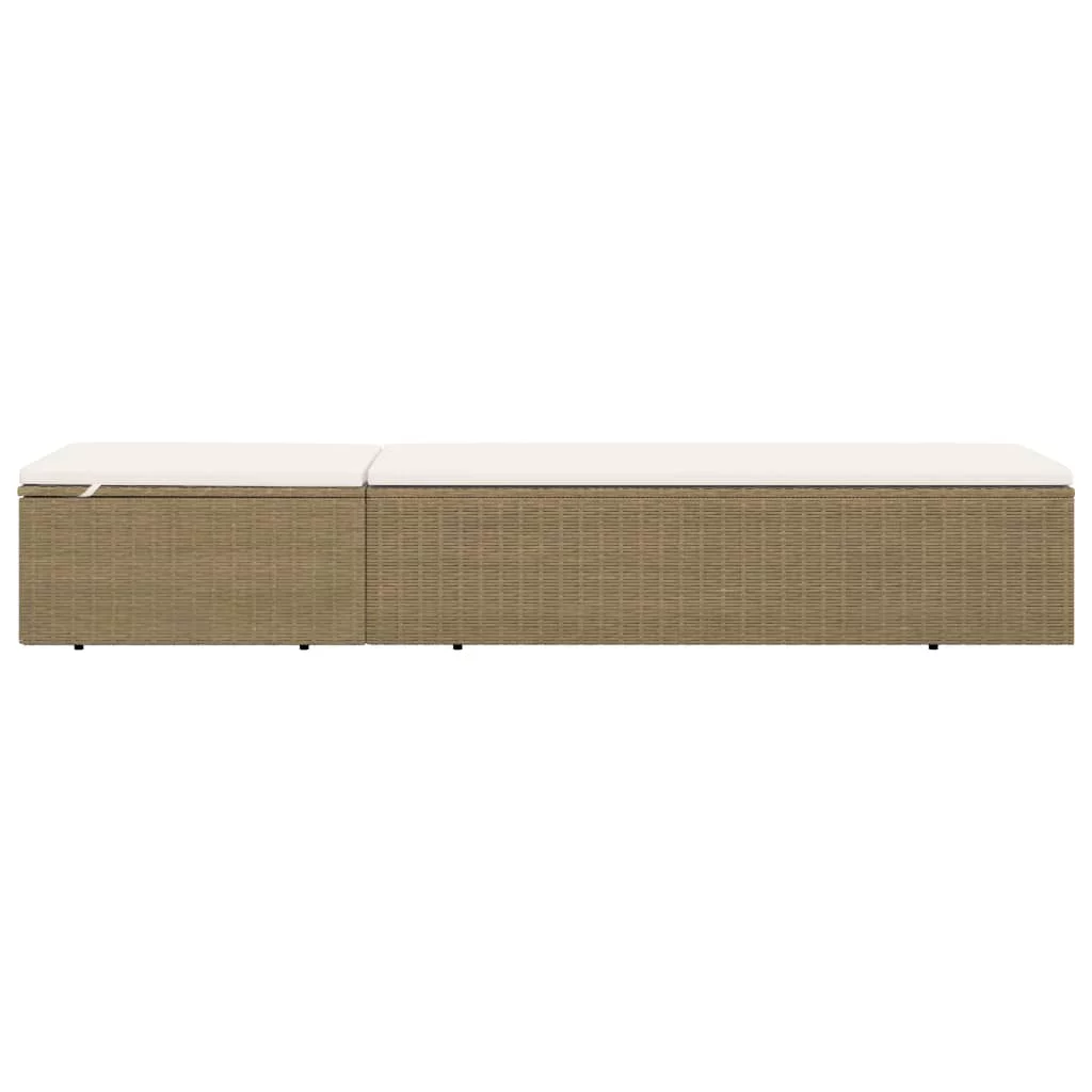 Htovila Sunlounger Poly Rattan Brown and White