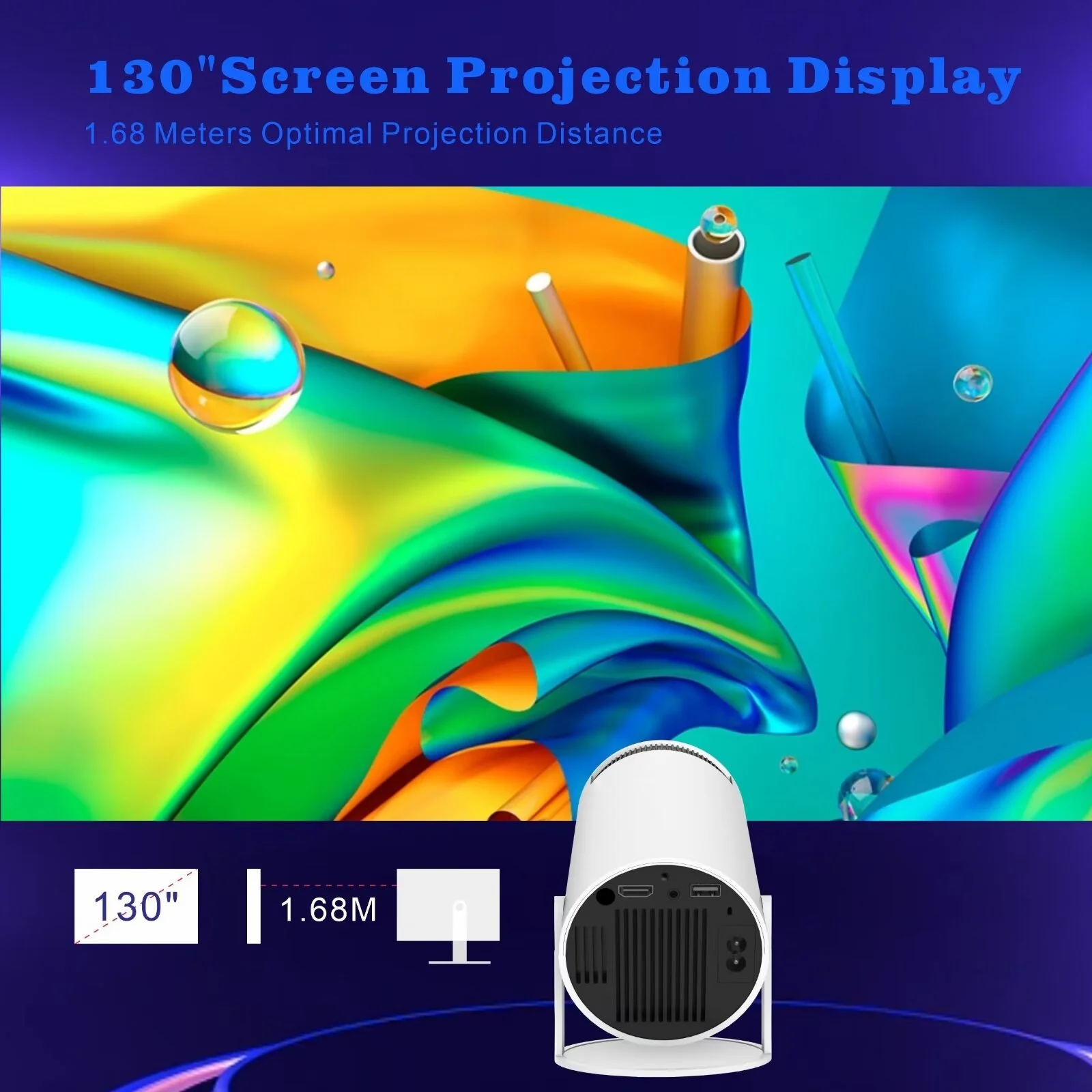 Projector with Wifi and Bluetooth,HopePow Portable Mini Smart Projector 2.0 Outdoor Movie Home Theater,5G 1080P with 130
