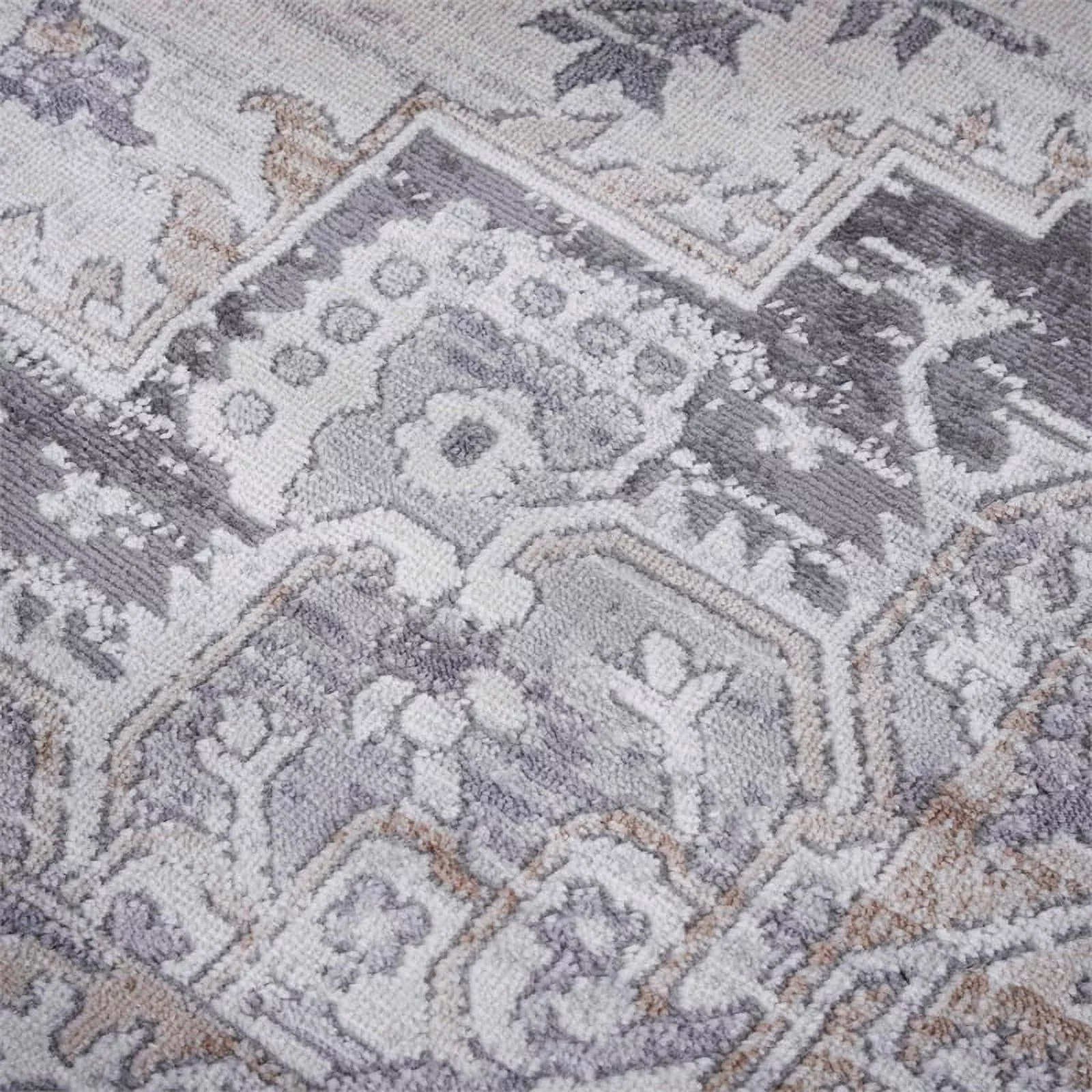 Usak Collection 6' x 9' Ivory/Beige Oriental Distressed Non-Shedding Area Rug