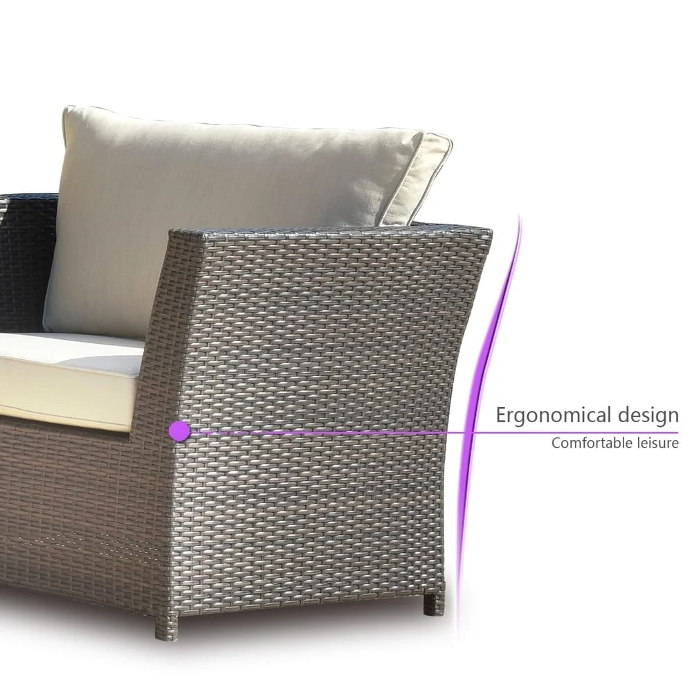 OVIOS  6-piece Patio Sectional Set with 2 Throw Pillows Blue