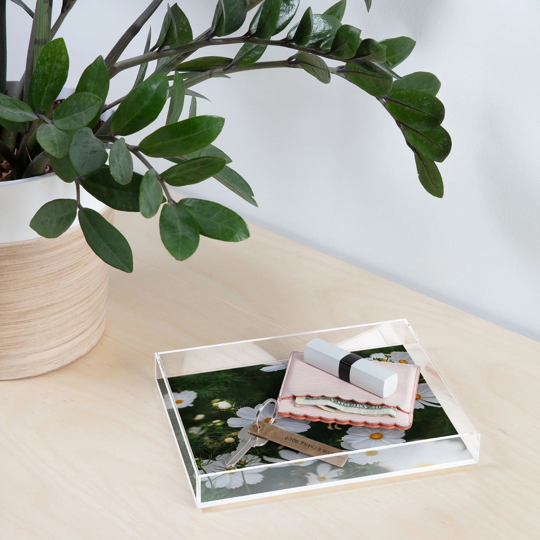Society6 White Cosmos by Hello Twiggs Acrylic Tray