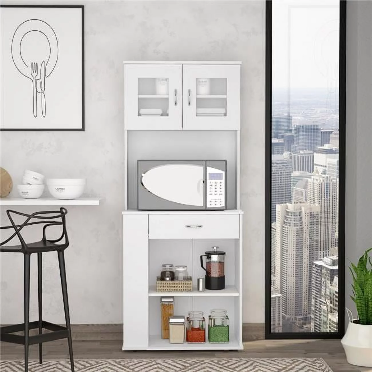 Victoria Double Door Cabinet Pantry, White