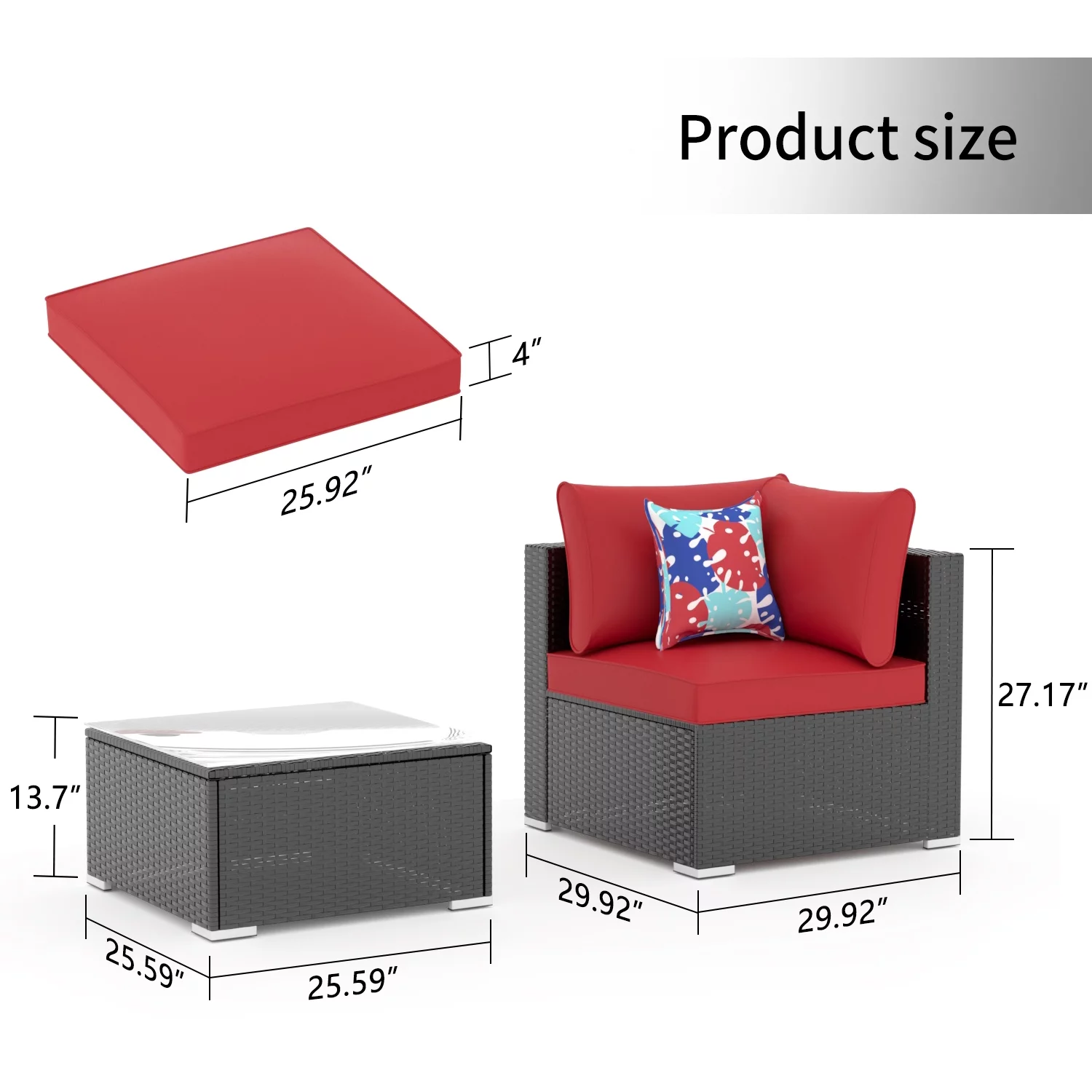Ainfox 3 Pcs Outdoor Patio Furniture Sofa Set on Sale,Red