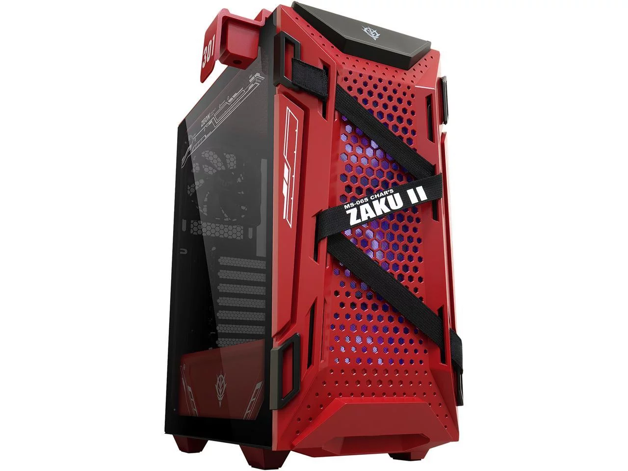 ASUS TUF Gaming GT301 ZAKU II Edition ATX mid-Tower Compact case with Tempered Glass Side Panel, Honeycomb Front Panel, 120mm Aura Addressable RGB Fan, Headphone Hanger,360mm Radiator, Gundam Edition