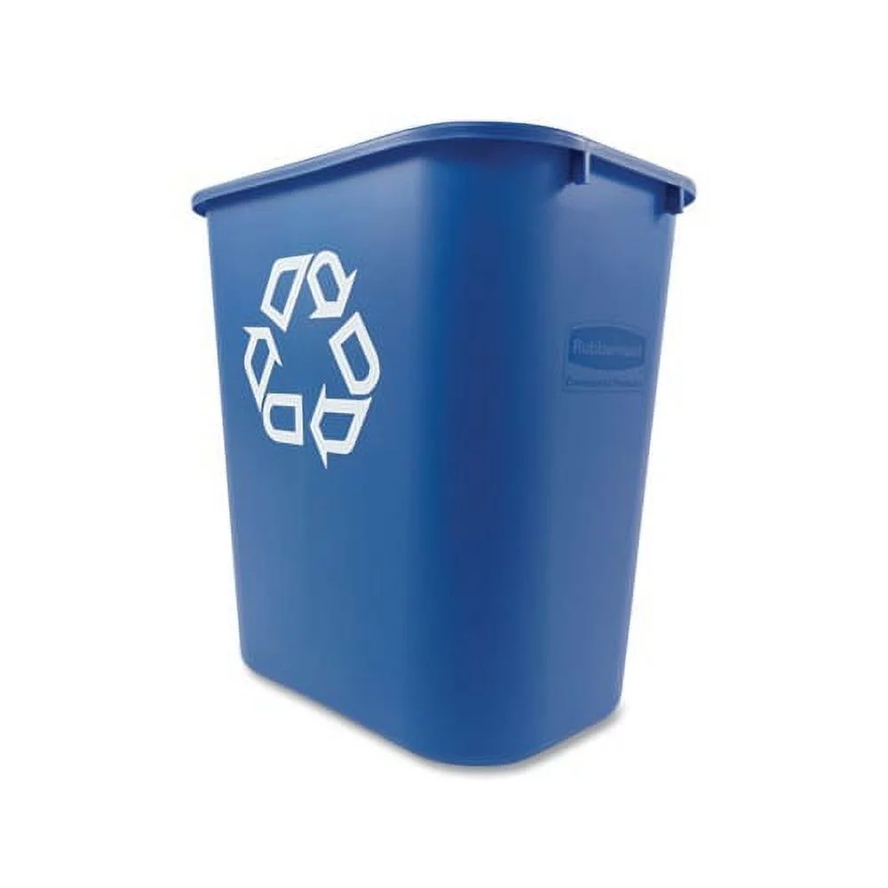 Medium Deskside Recycling Container Rectangular, Plastic, 28.13 qt, Blue