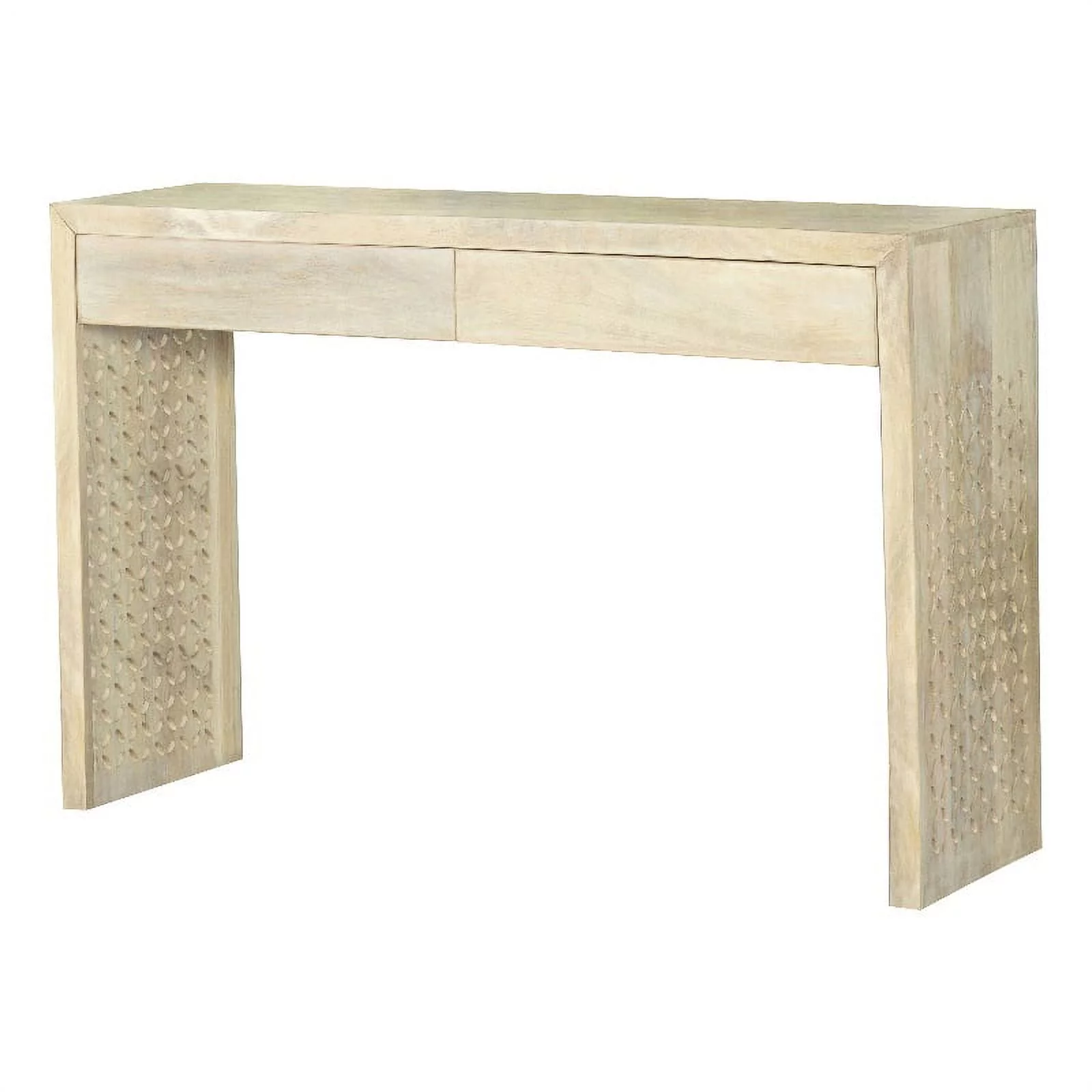 Maklaine Contemporary Wood Console Table with 2-Drawer in Beige