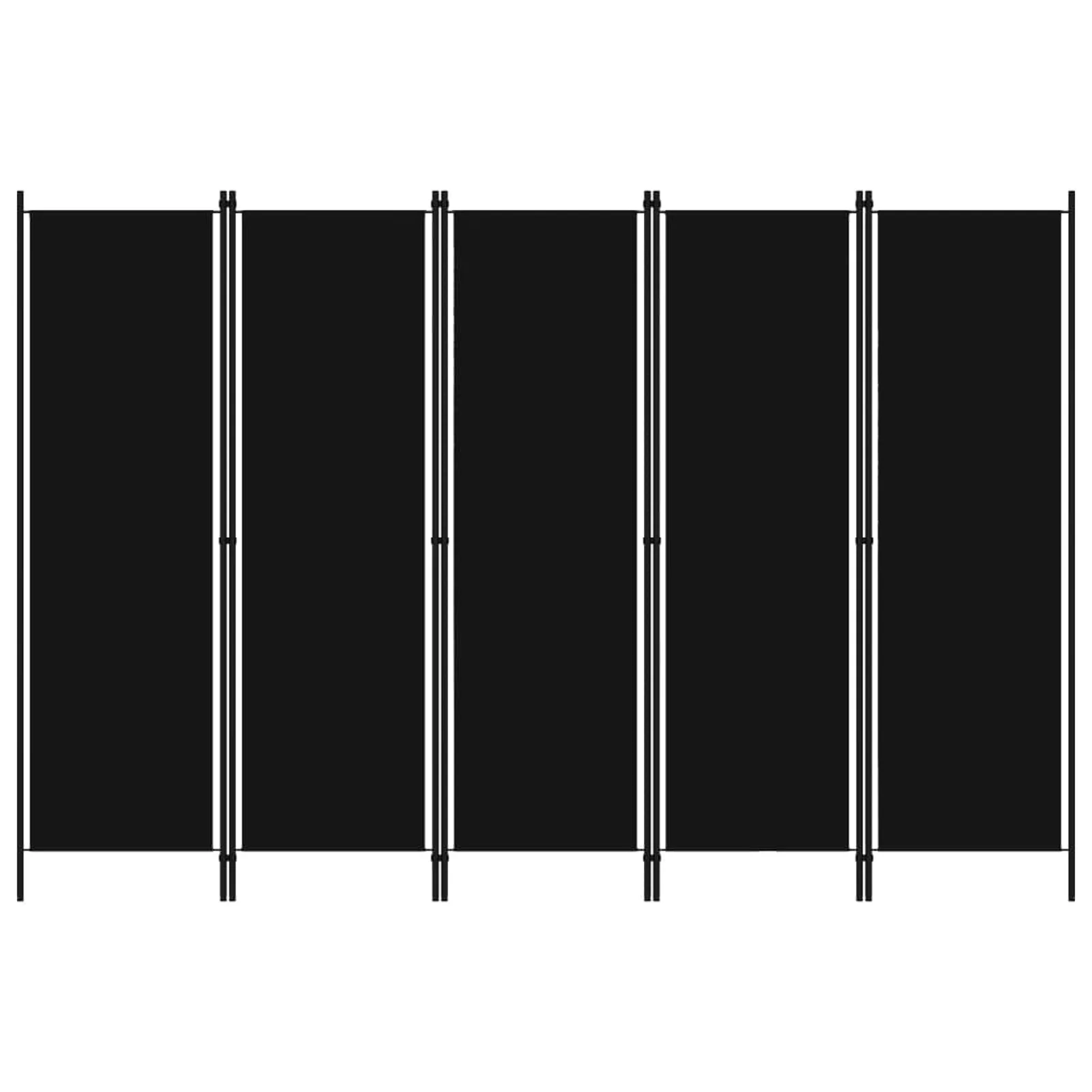 Anself 5 Panel Folding Room Divider Fabric Freestanding Room Partition Panel Screen Iron Frame Black for Bedroom, Bathroom, Living Room Home Furniture 98.4 x 70.9 Inches (W x H)
