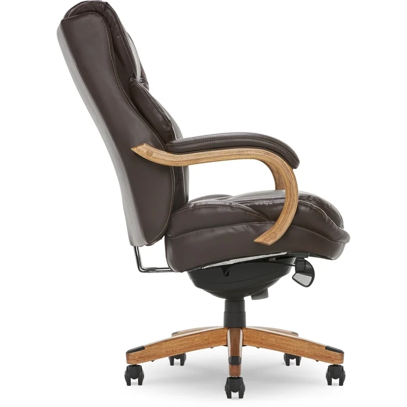 Scranton & Co Modern Faux Leather & Wood Executive Chair in Coffee Brown