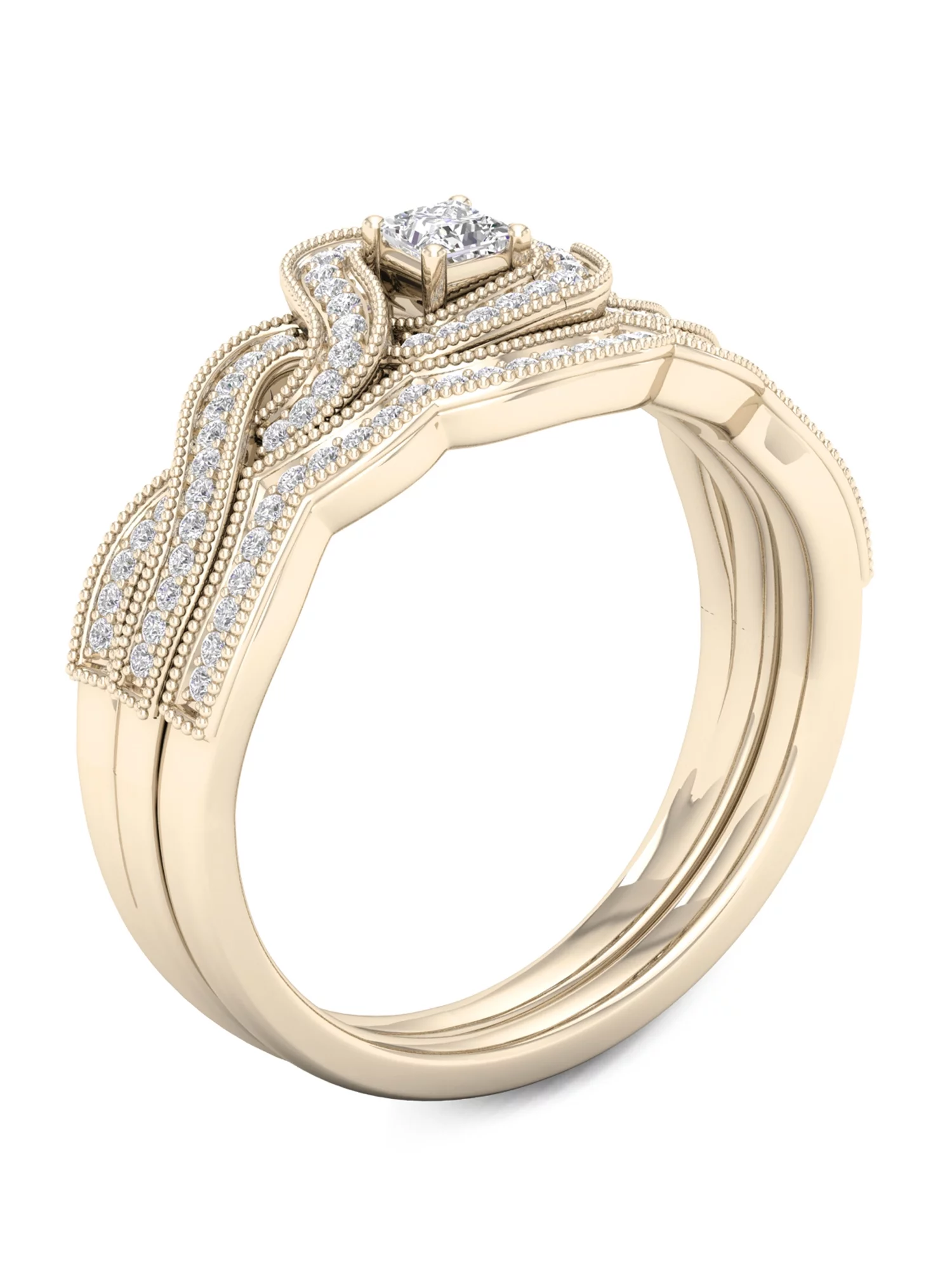 Imperial 1/3Ct TDW Diamond 10k Yellow Gold Crossover Bridal Set (H-I, I2)