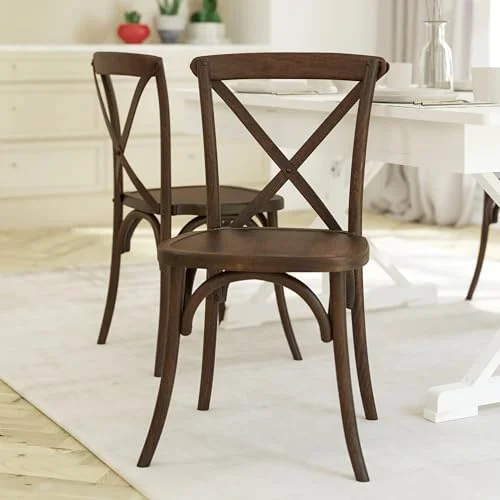 HBBOOMLIFE Stackable Early American Wood Cross Back Chair
