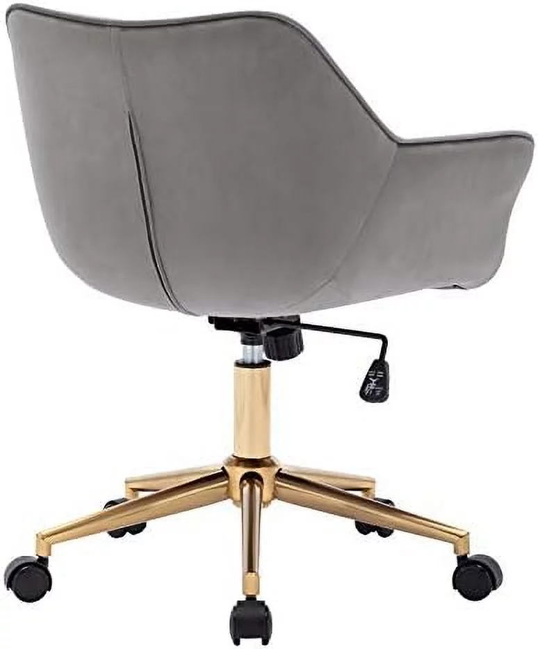 GVJMTKP Duhome  Office Chair Velvet Desk Chair with Gold Metal Base with Mid Back Cute Ergonomic Computer Desk Chair Task Chair with Arms  Wheels Adjustable Swivel 1PCS (Grey Velvet)