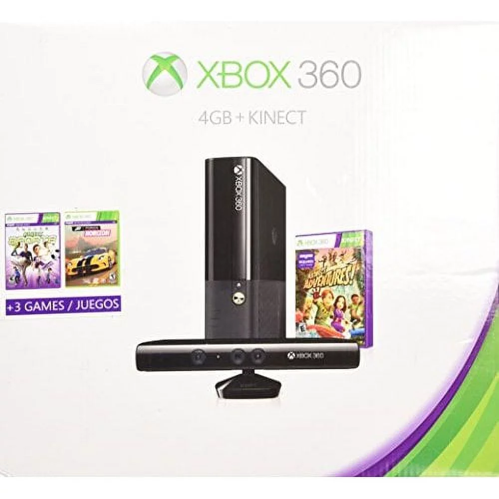 Restored Xbox 360 4GB Kinect Holiday Bundle With 3 Games Forza Horizons Kinect Sports And Kinect Adventures (Refurbished)