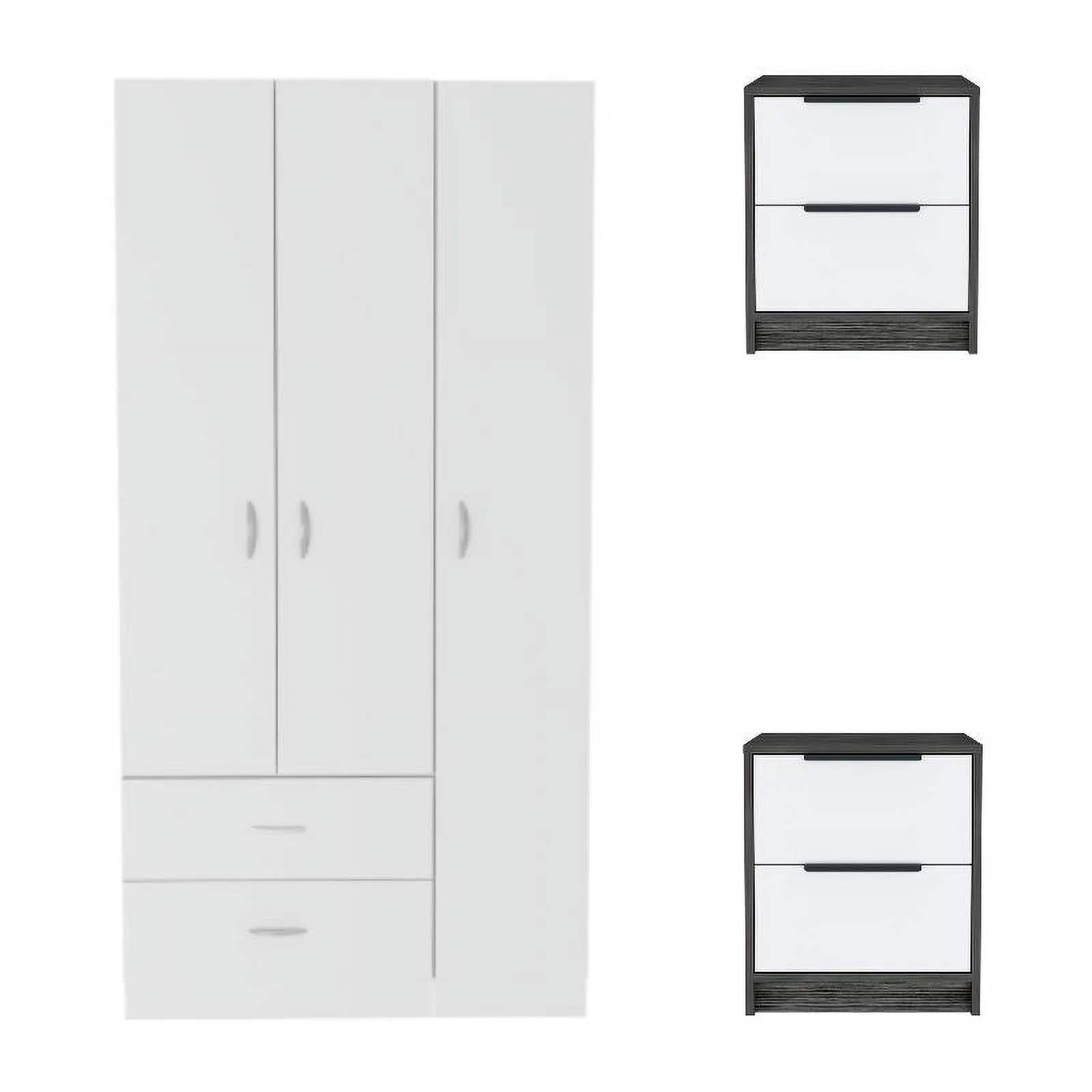 Home Square 3-Piece Set with Engineered Wood Armoire and 2 Nightstands