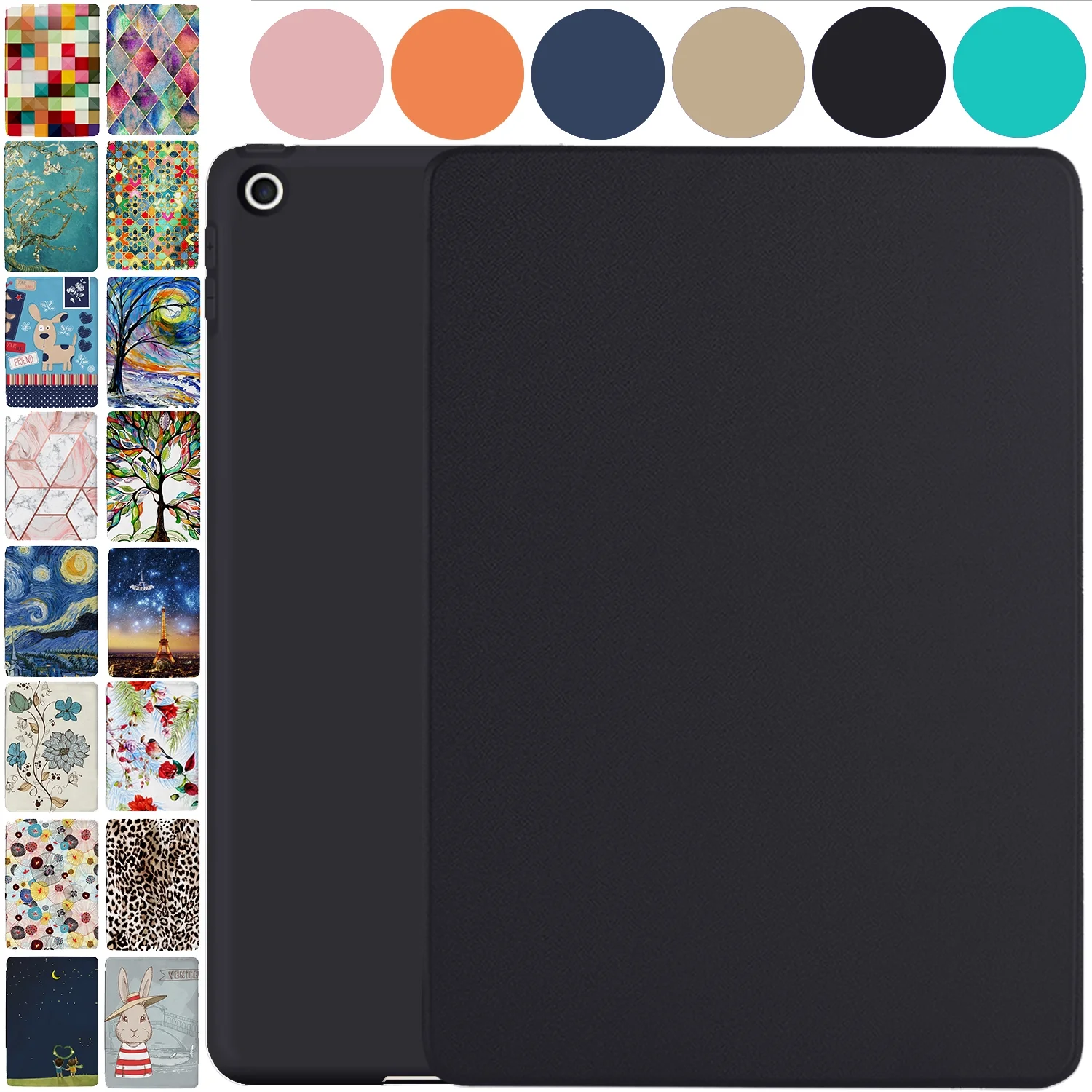 DuraSafe Cases iPad 9.7 Inch Air 2nd 1st 6th 5th Gen [ iPad 6 5 Air 2 1 ] MH2V2LL/A MH2W2LL/A MH2U2LL/A MGLW2LL/A MGL12LL/A MH0W2LL/A TriFold Soft Silicone Shock Proof Magnetic Flip Case - Black