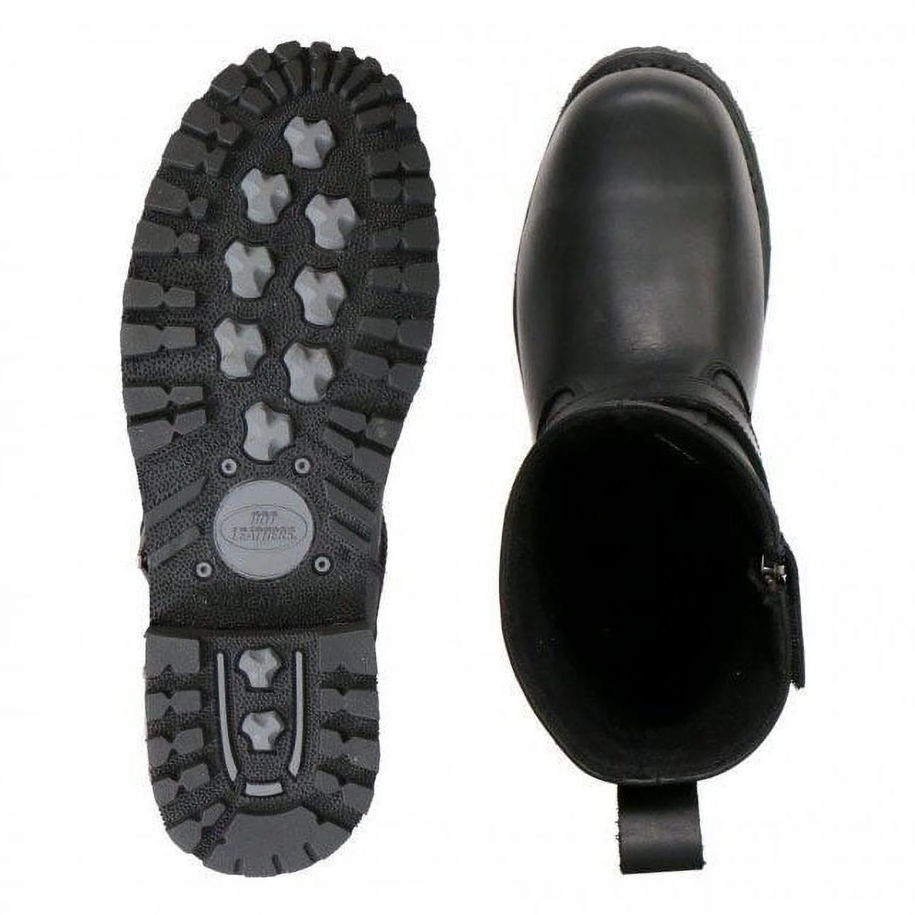 Hot Leathers BTM1008 Men's Black 8-inch Round Toe Engineer Leather Boot with Lug Sole 14