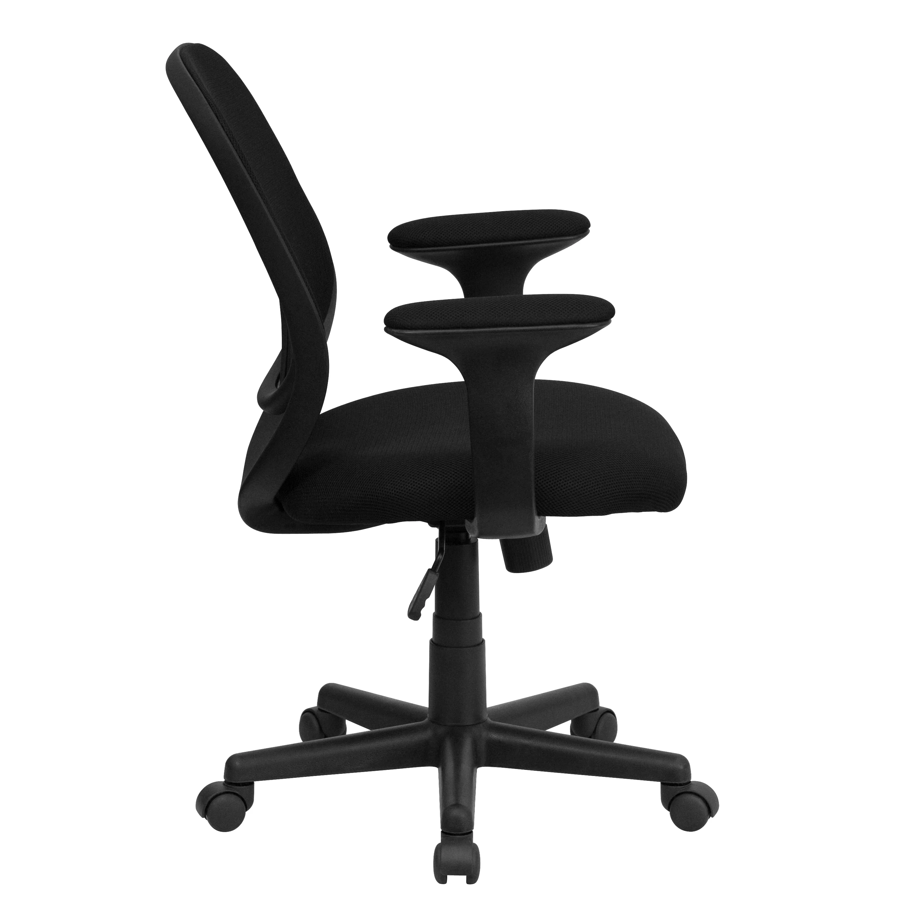 BizChair Y-GO Office Chair™ Mid-Back Black Mesh Swivel Task Office Chair with Arms