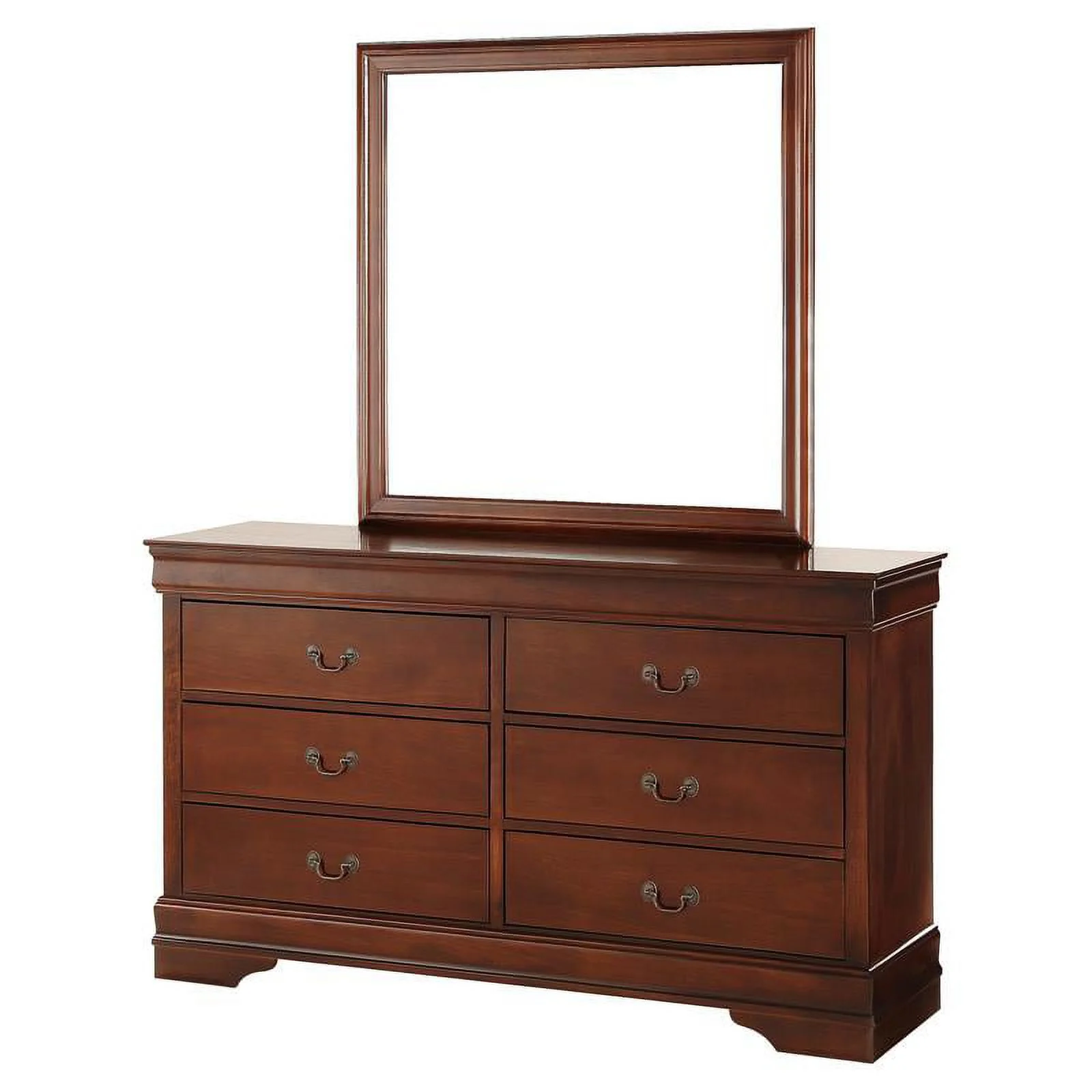 Pemberly Row Traditional 6-Drawer Wood Bedroom Dresser in Brown Cherry