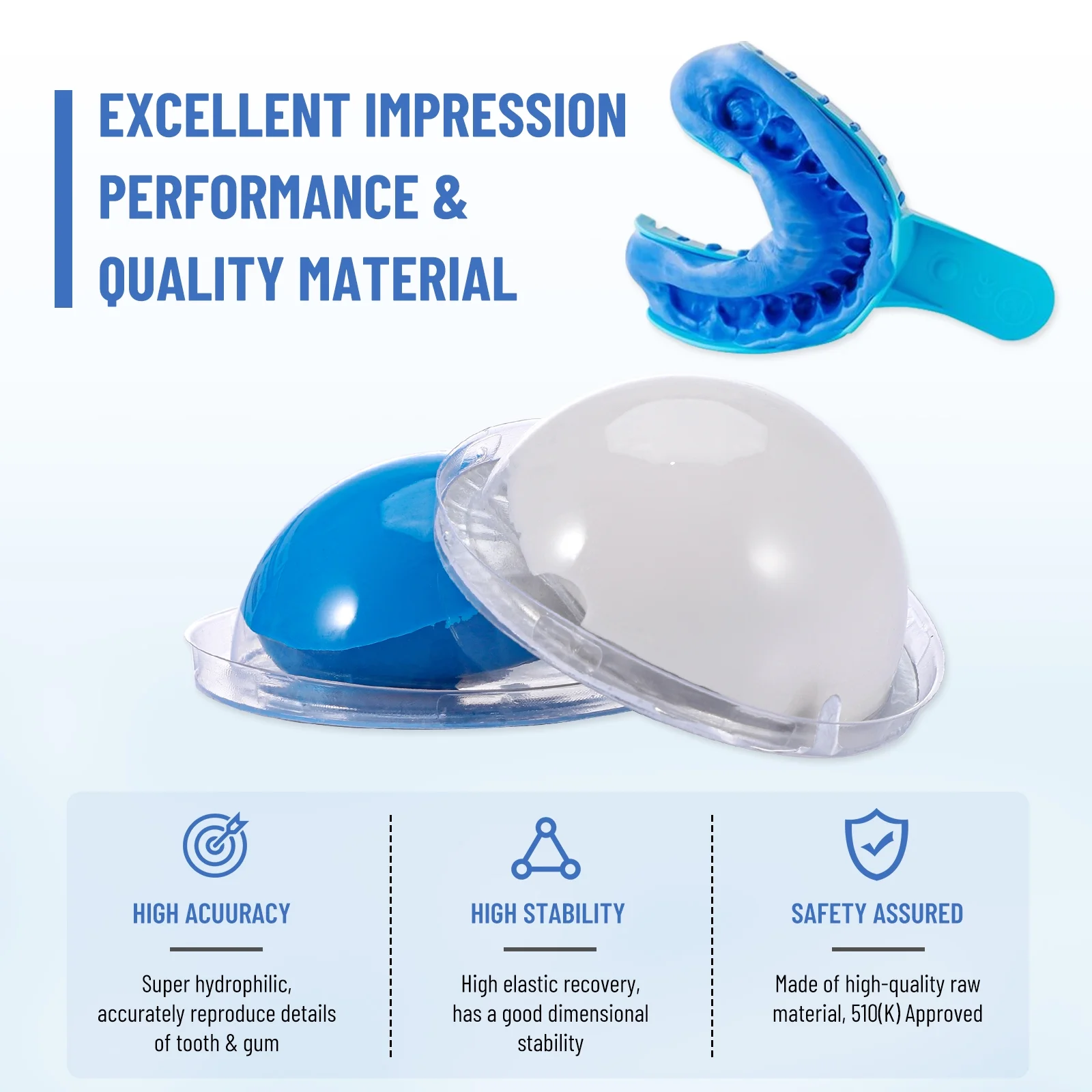 Four E's Dental VPS Impression Putty Set of 6: Dental Impression Material with Disposable Package|Super Hydrophilic, High-Acuuracy & Stability, Ideal for Tooth & Gum Details Reproducing