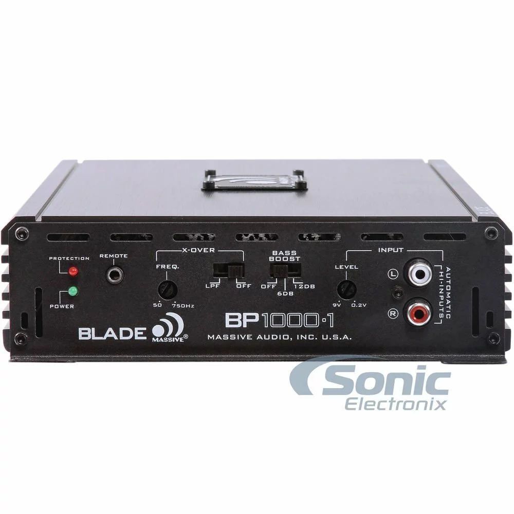 Massive Audio BP1000.1 v2 + Belva BAK42 1000W Max (455W RMS) BLADE BP Series Monoblock 2-ohm Stable Amplifier + Belva 4 Gauge Amp Wiring Kit