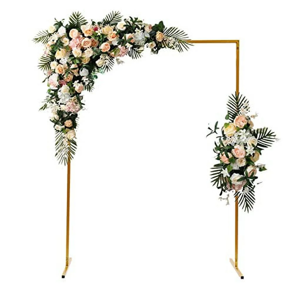 Square Arch Frame, 6.56X4.92FT Square Metal Wedding Arch for Decoration, Wedding Arch Framework Metal Wedding Party Backdrop Stand Rack Romantic for Wedding, Christmas, Thanksgiving(2X1.5M-Golden)